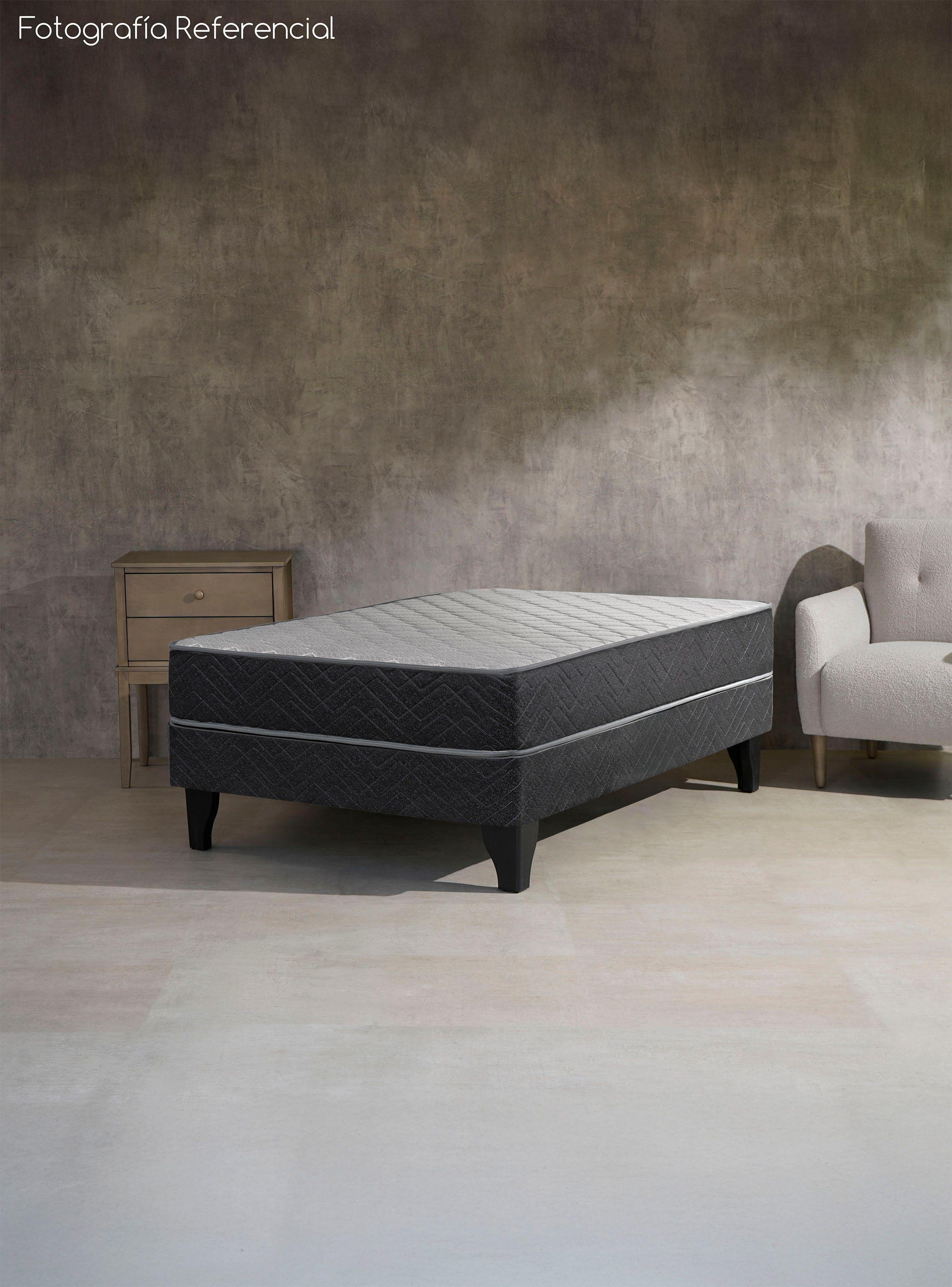 Cama Europea Apolo Black 1.5 Plazas + Respaldo Asturias-4
