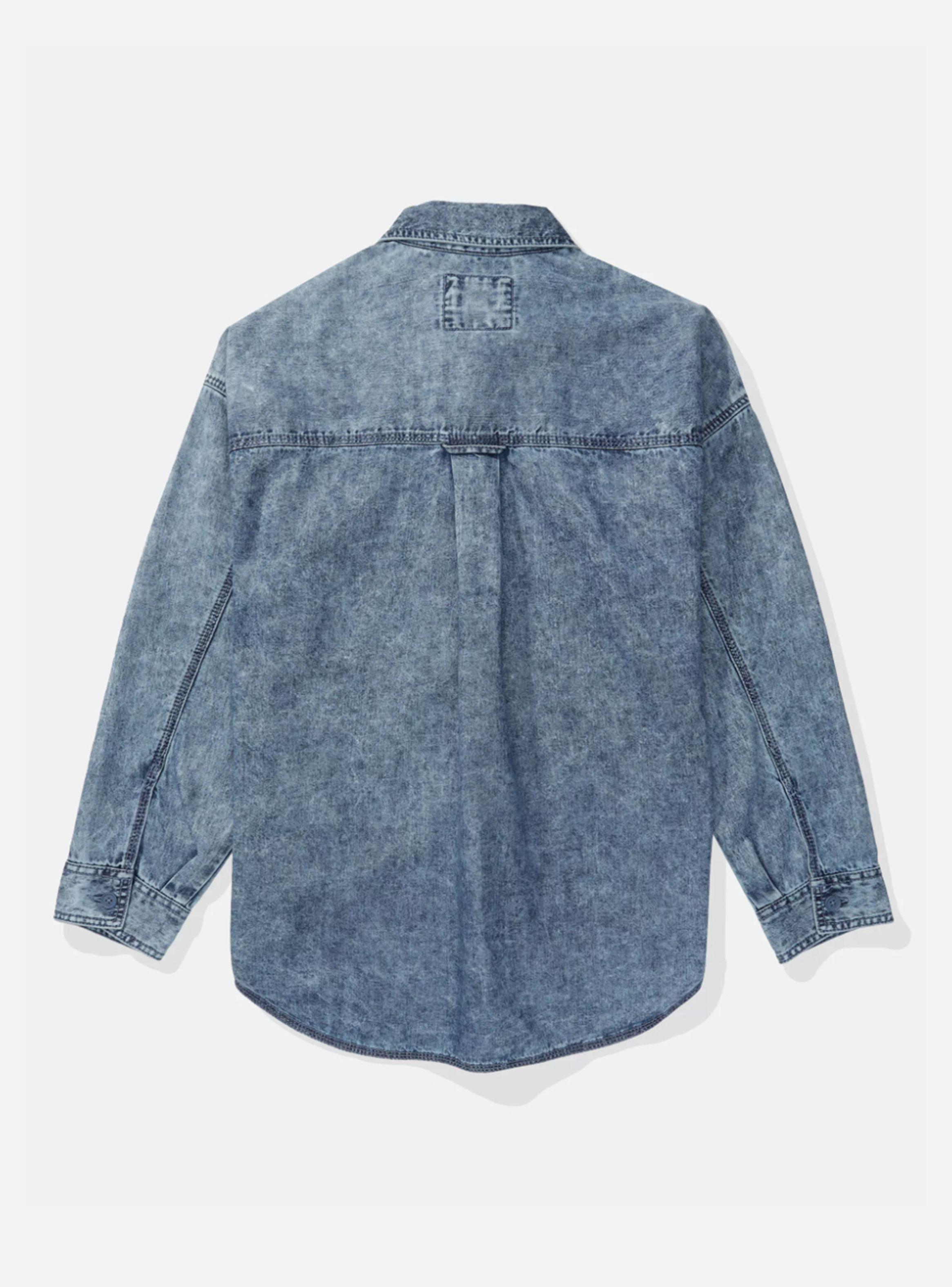 Camisa de Denim Extragrande con Botones-3