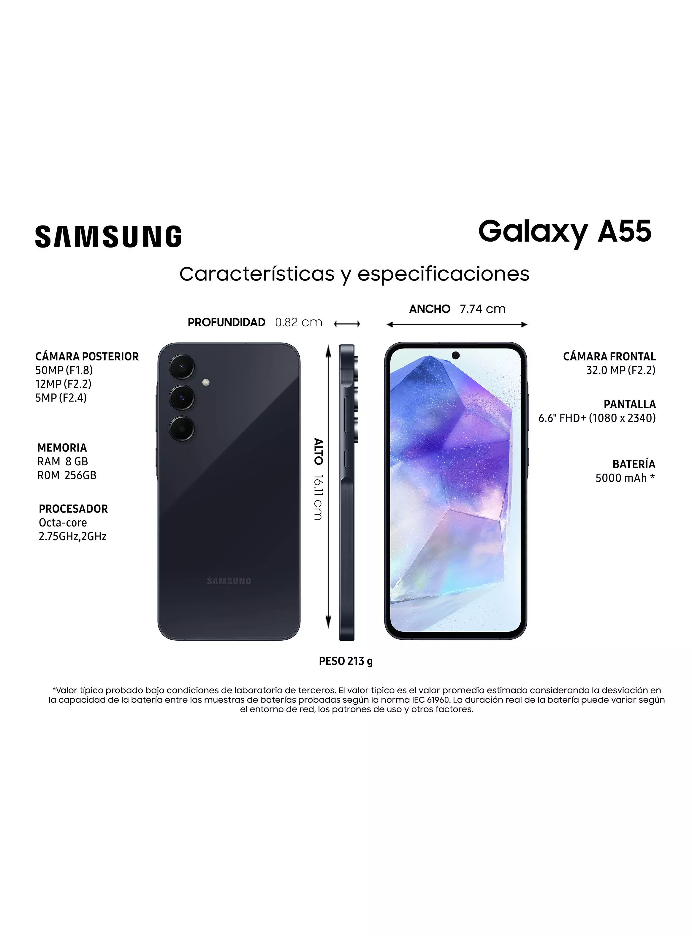 Smartphone Galaxy A55 5G 256GB 6.6" Awesome Navy Liberado-4