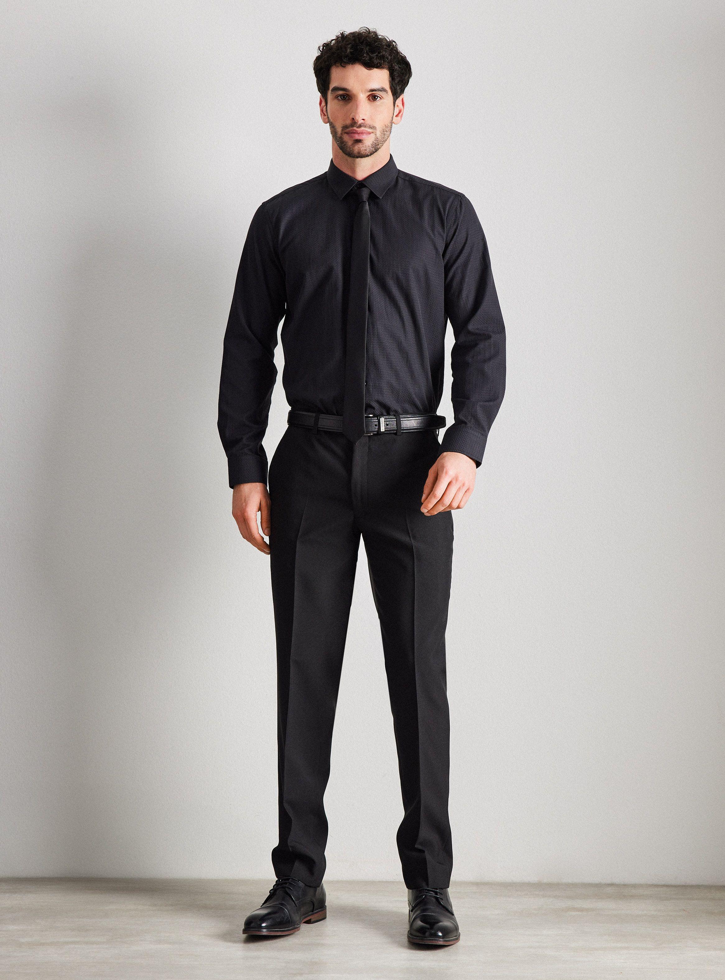 Pantalón Vestir Slim Fit Liso Negro-4