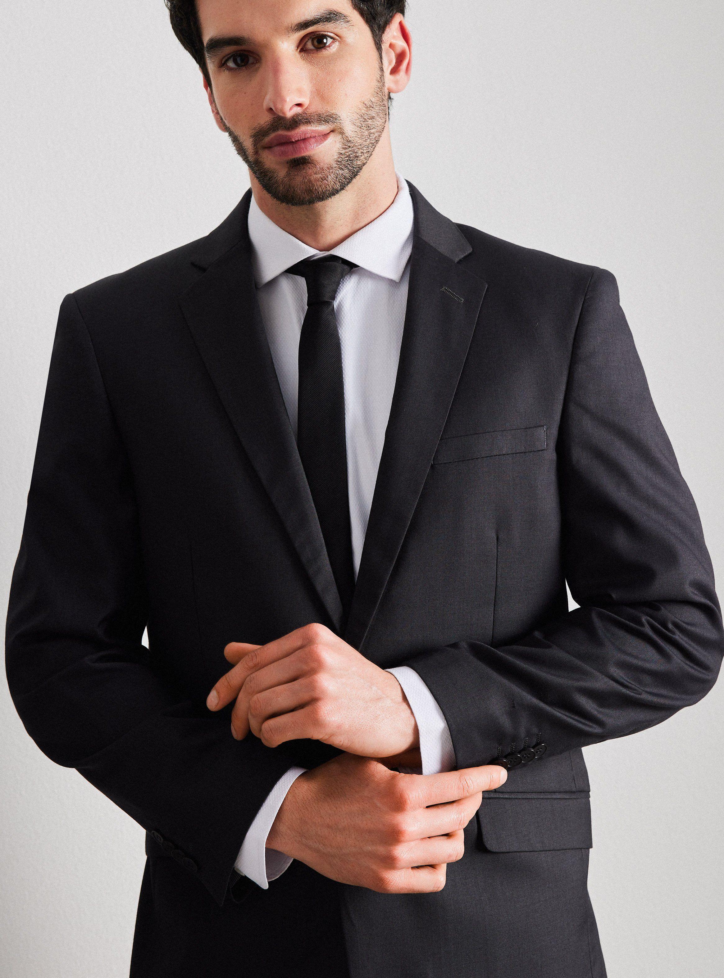 Traje Recto Liso Negro Slim Fit-2