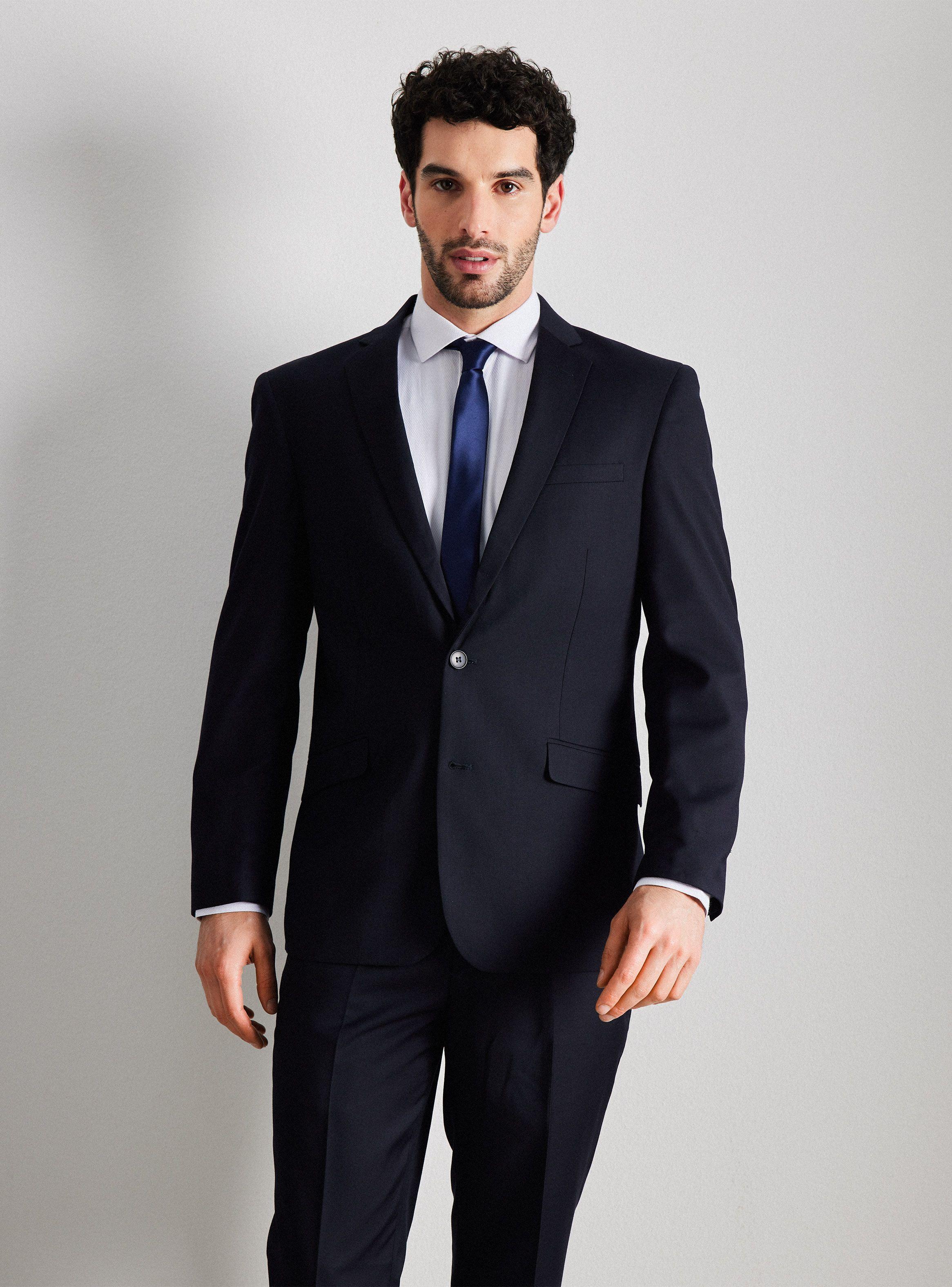 Traje Recto Liso Negro Slim Fit-0