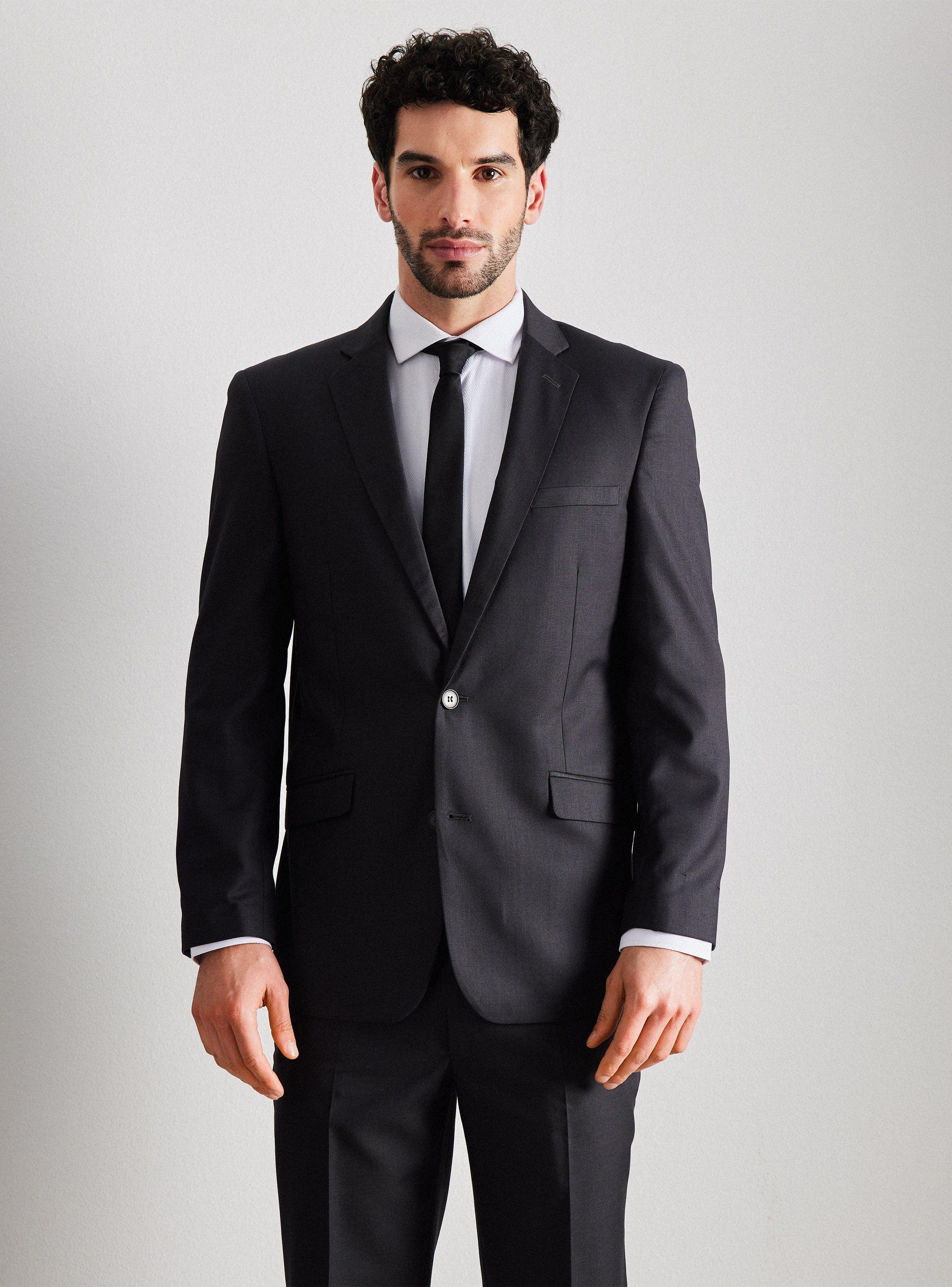 Traje Recto Liso Negro Slim Fit-0