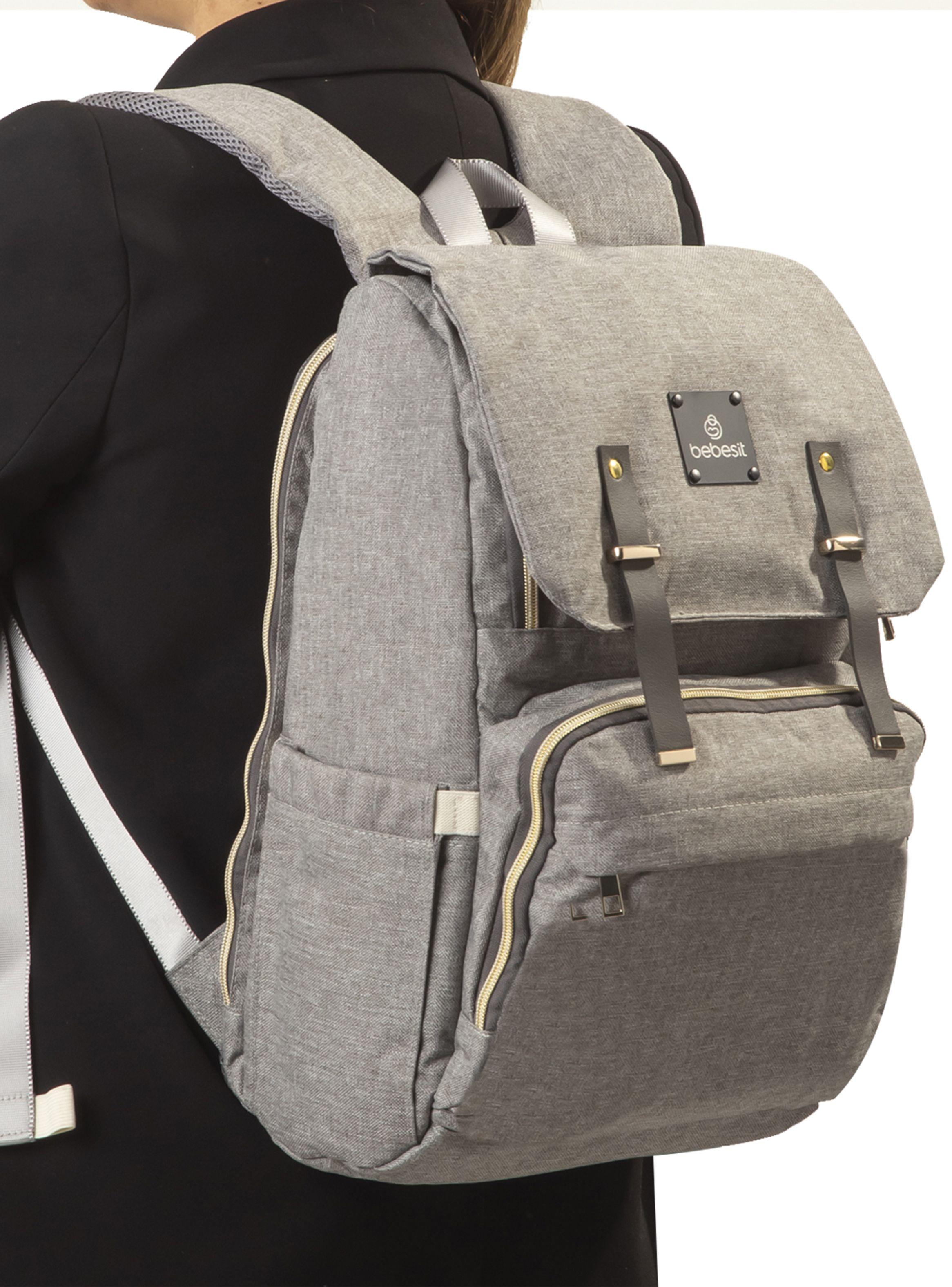 Mochila Maternal Pañalera Gris Bebesit-3
