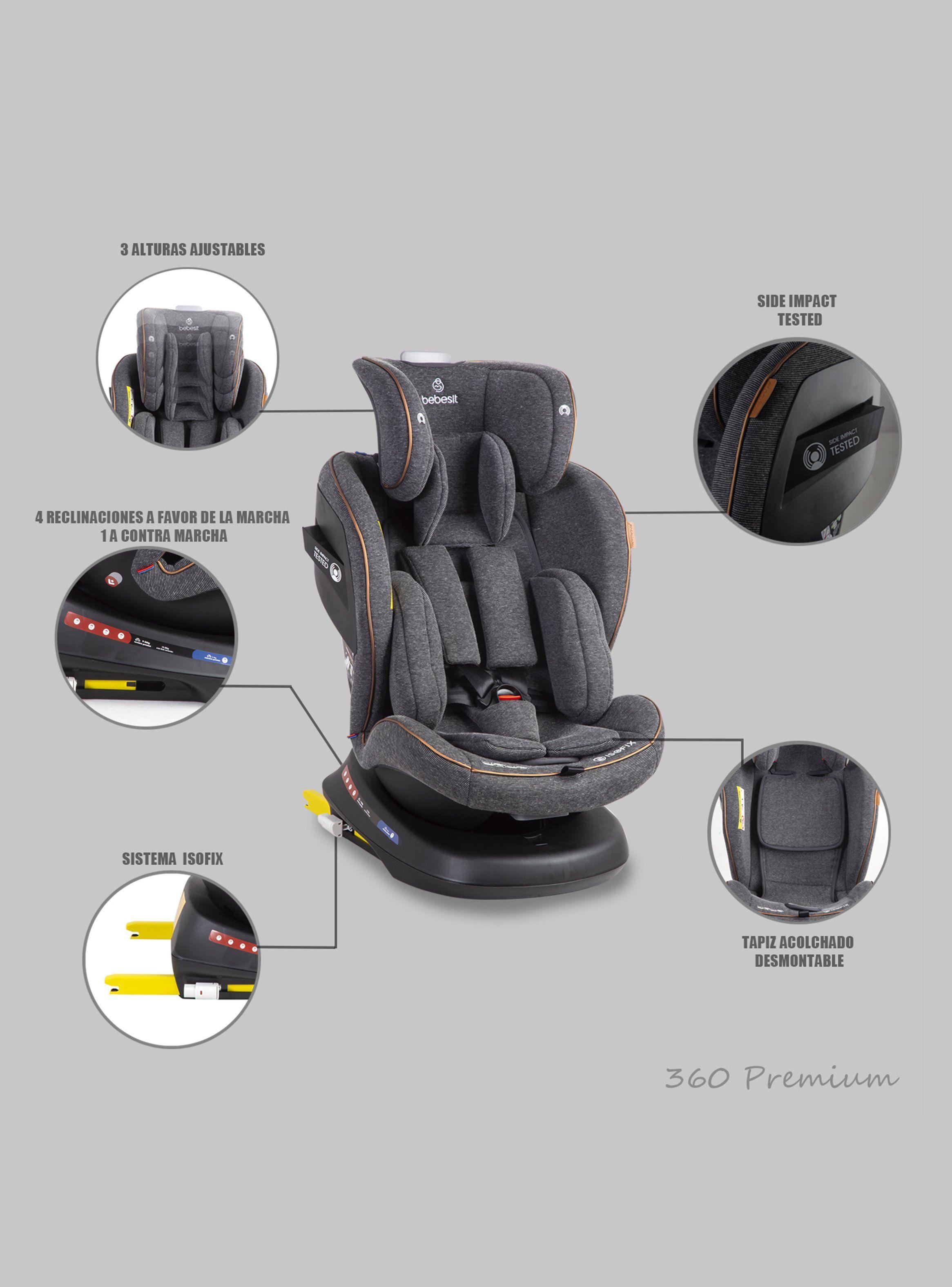 Silla de Auto Convertible Supra 360° Premium Gris Bebesit-4