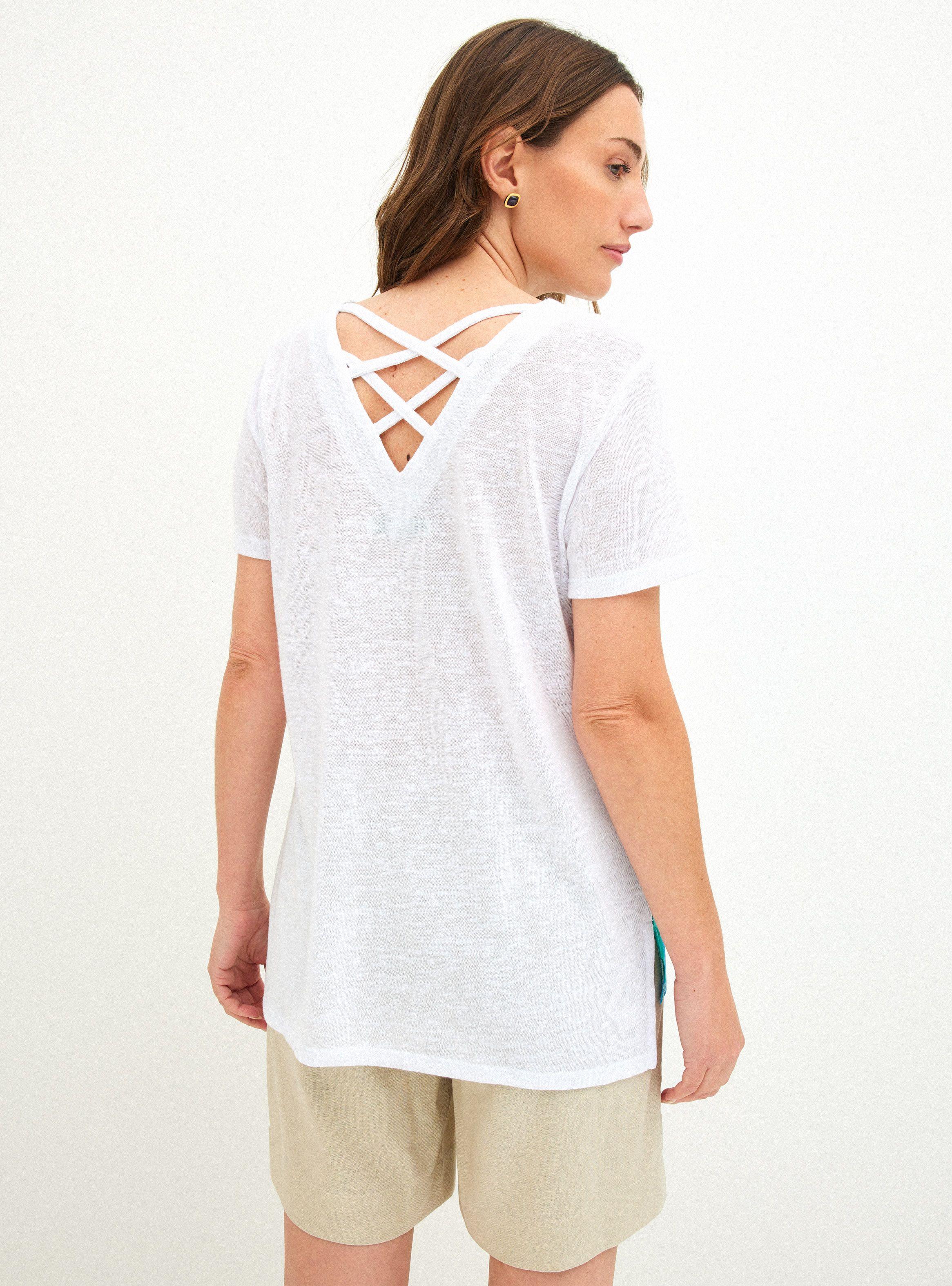 Polera con Estampado Frontal y Pabilos Cruzados En Espalda-1