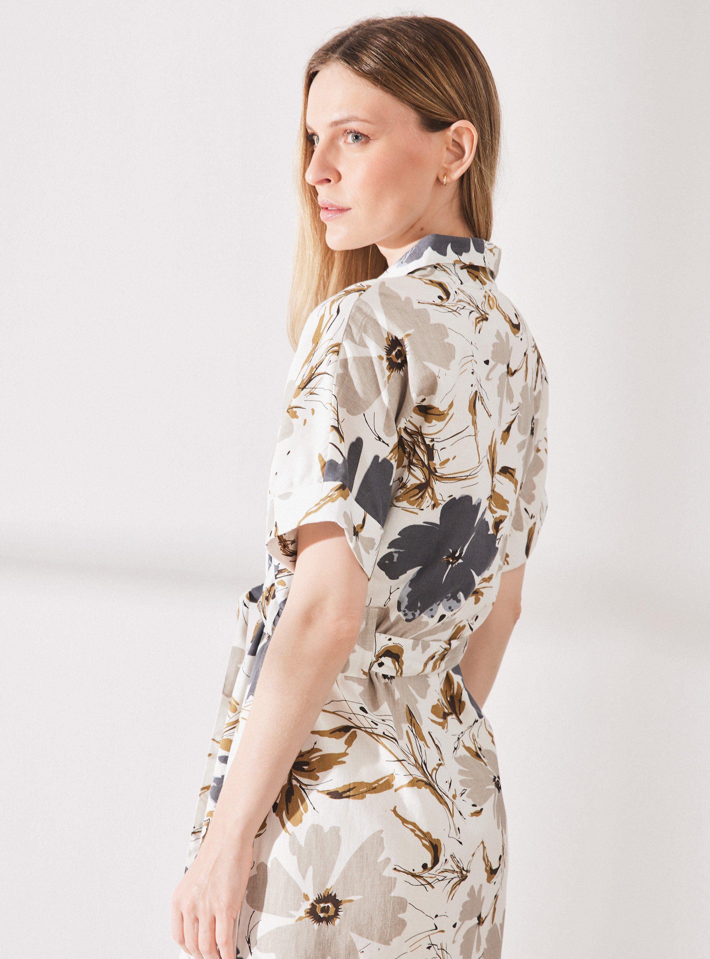 Vestido Lino Estampado con Amarra en Cintura-3