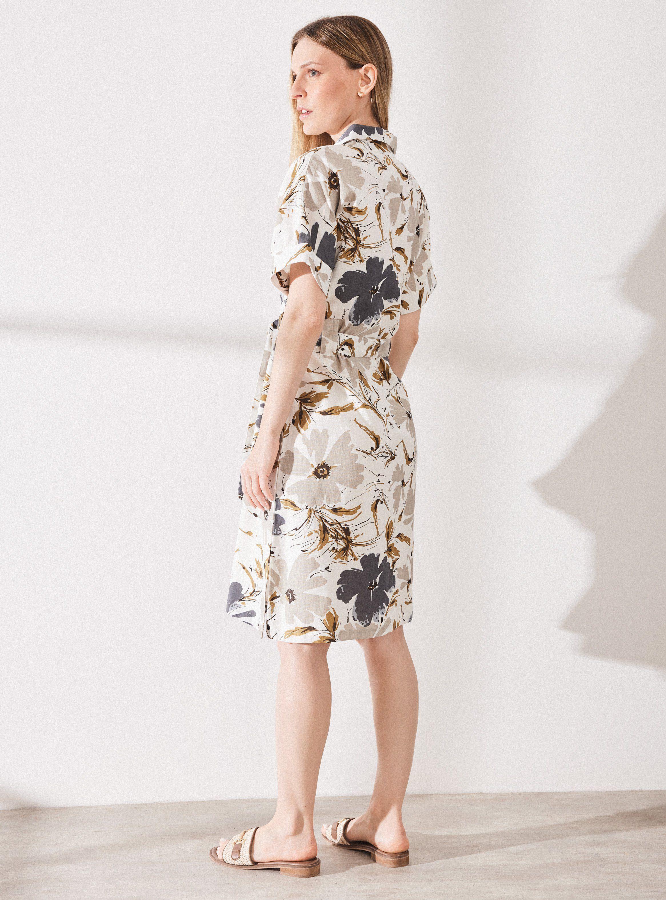 Vestido Lino Estampado con Amarra en Cintura-5