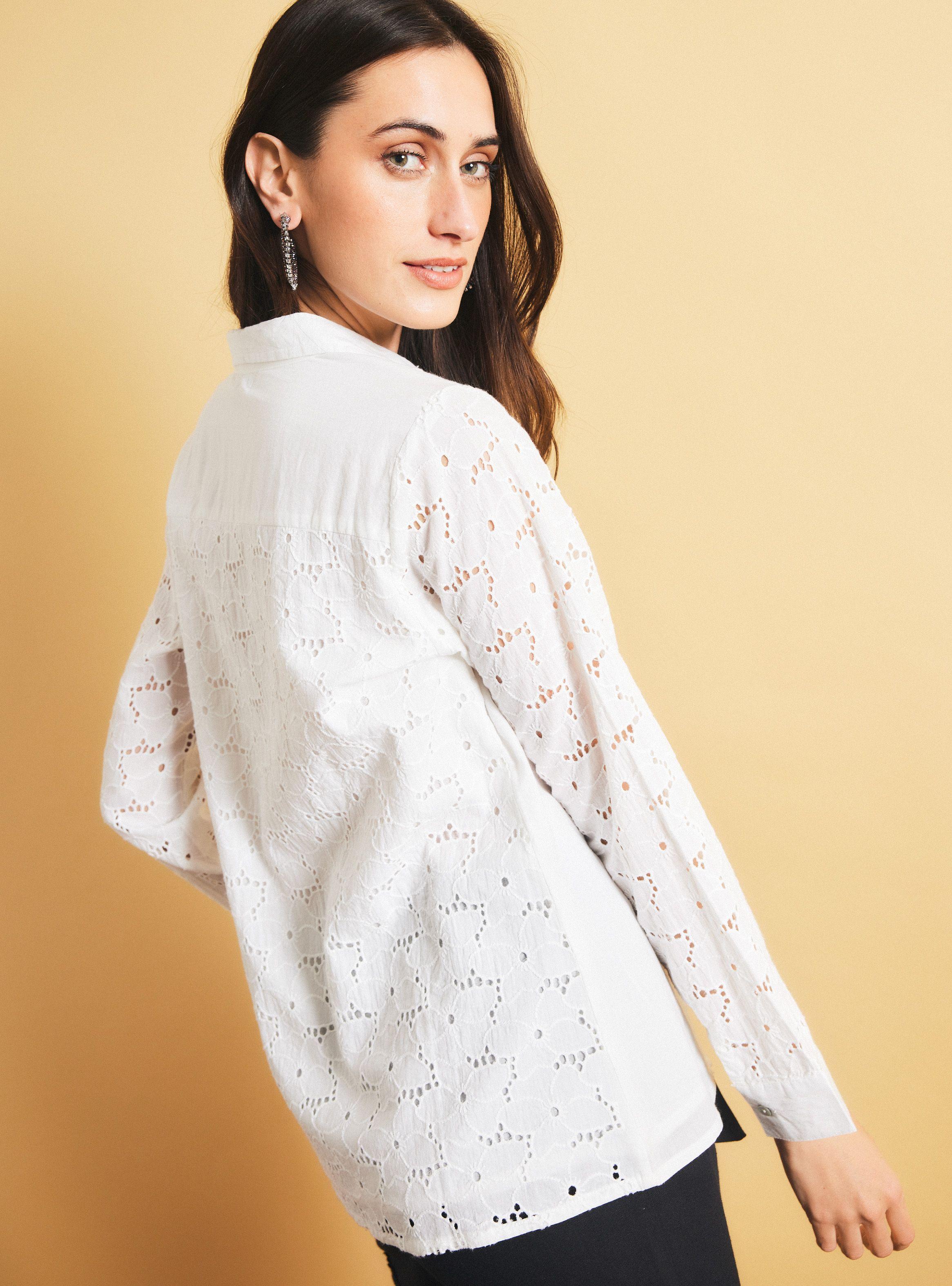 Blusa Bordada con Botón Algodón-3