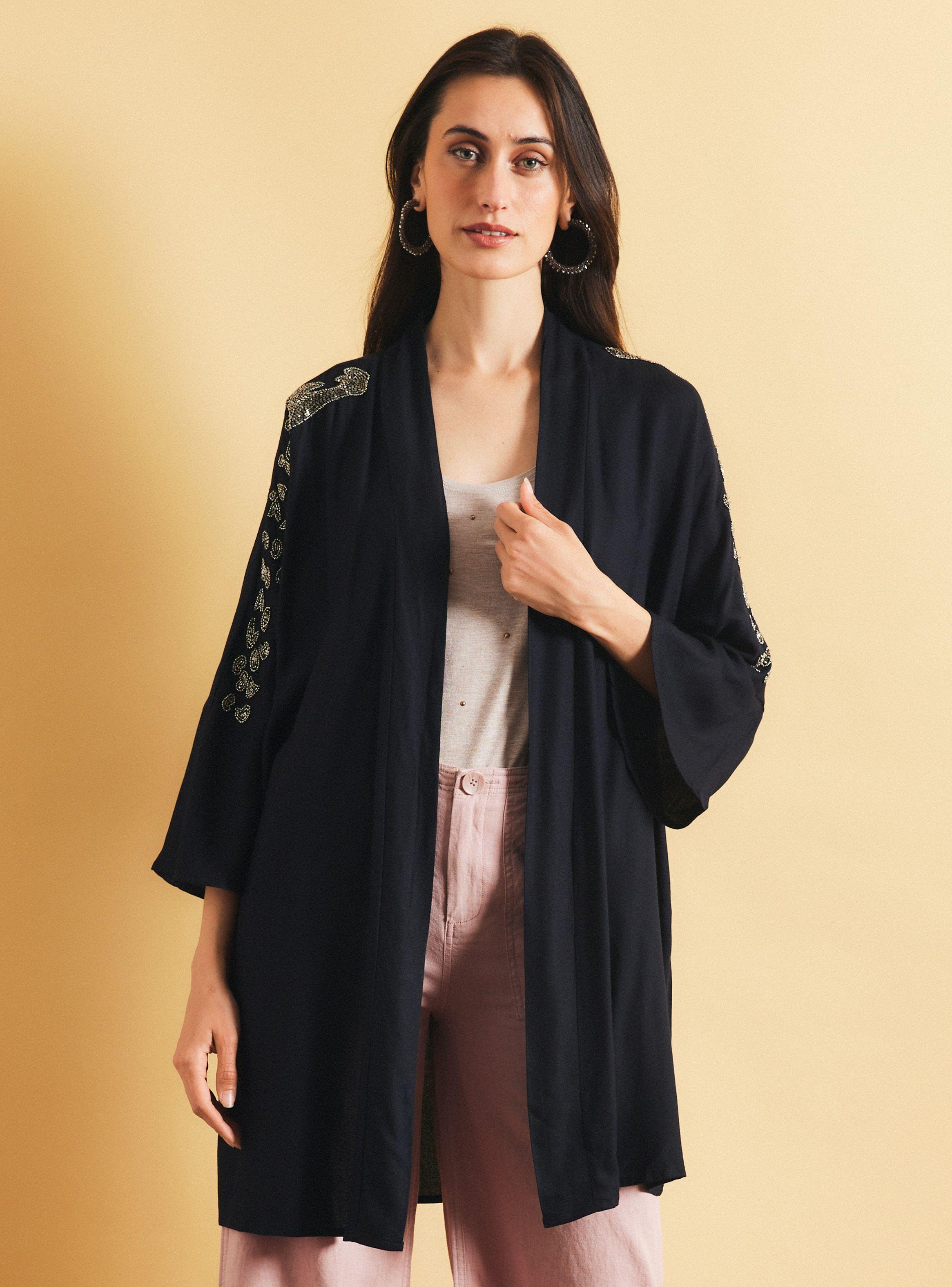Blusa Kimono con Bordado en Hombros-0
