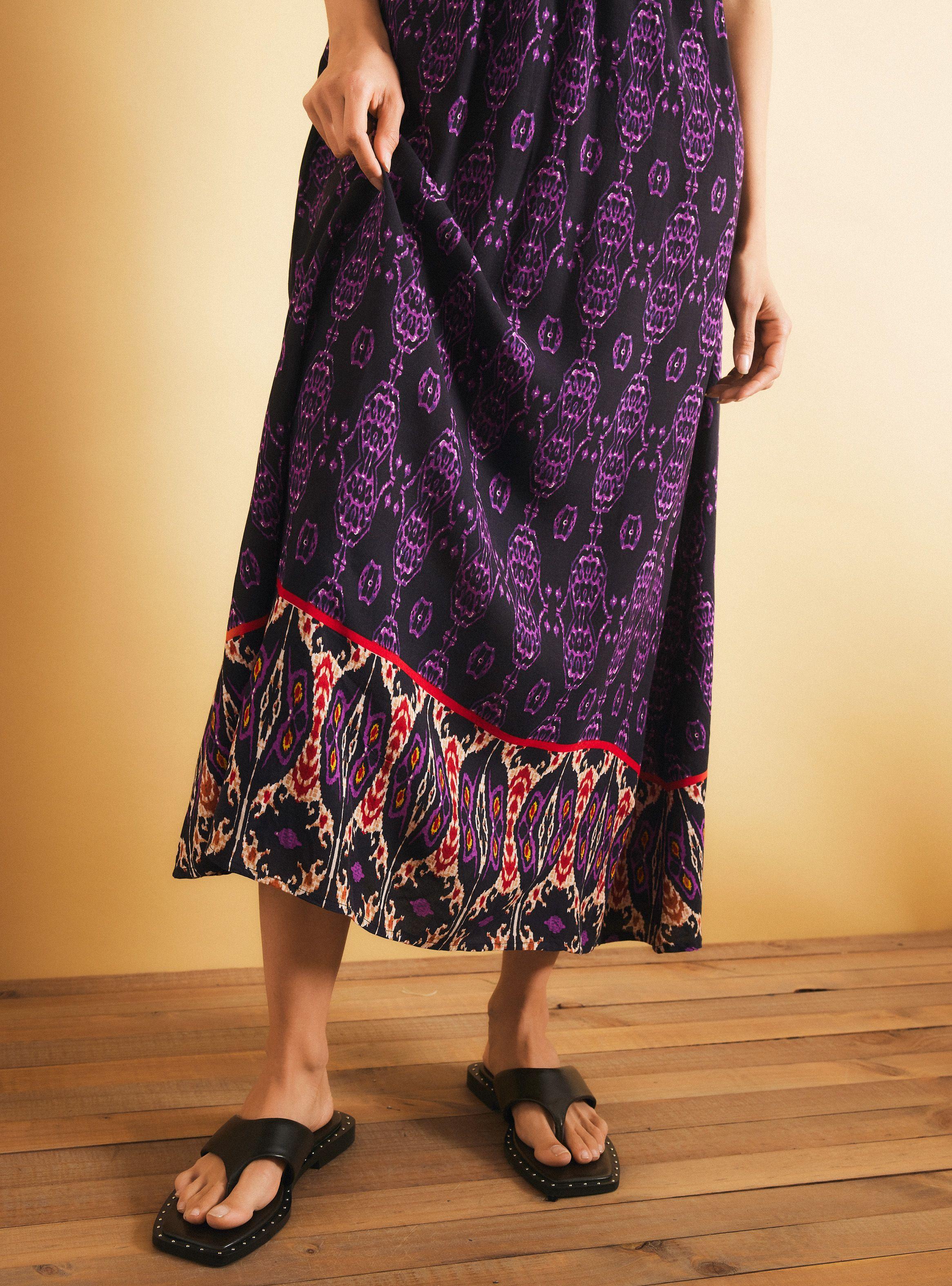 Vestido Estampado y Macramé en Escote-3