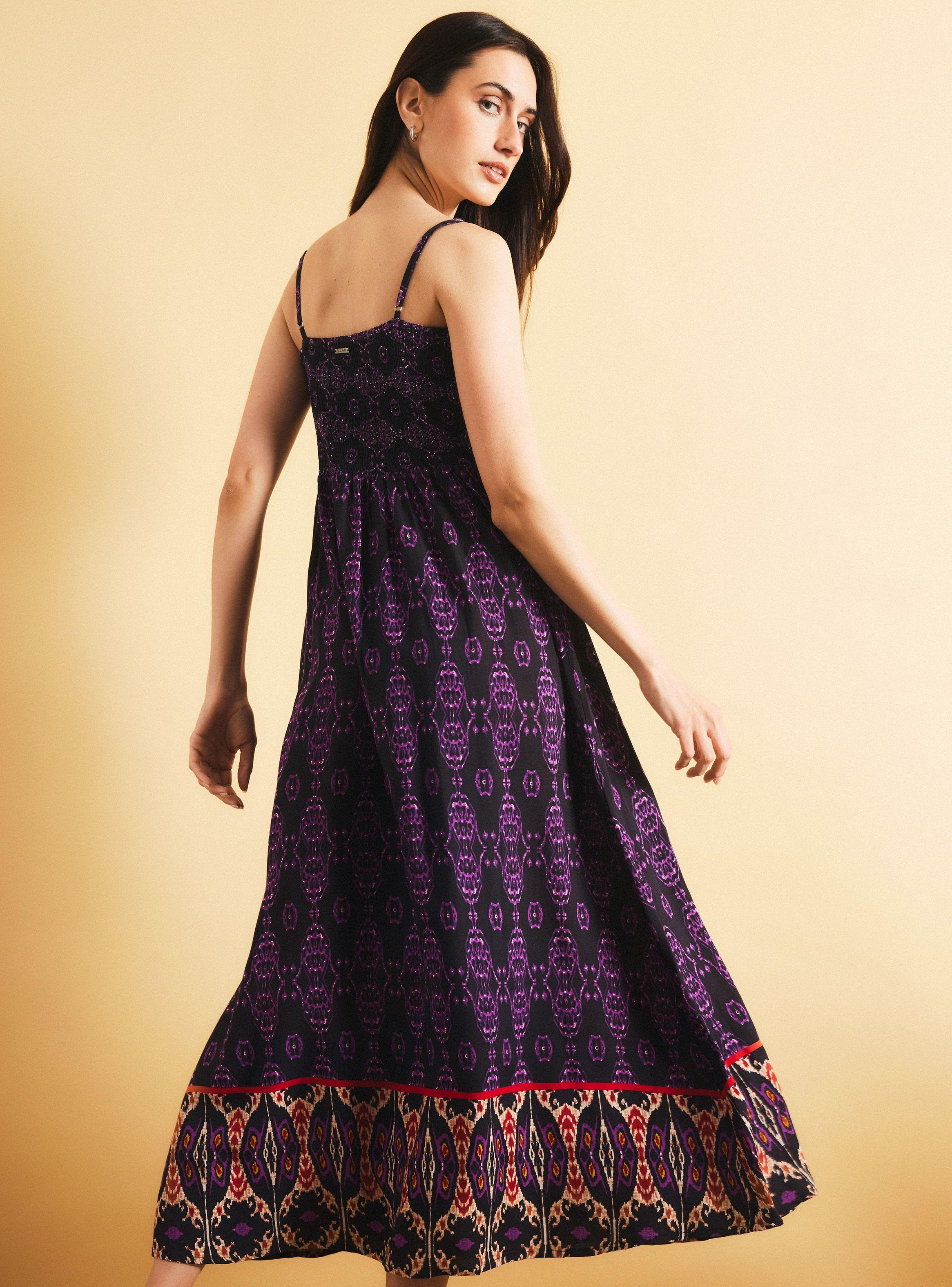 Vestido Estampado y Macramé en Escote-1