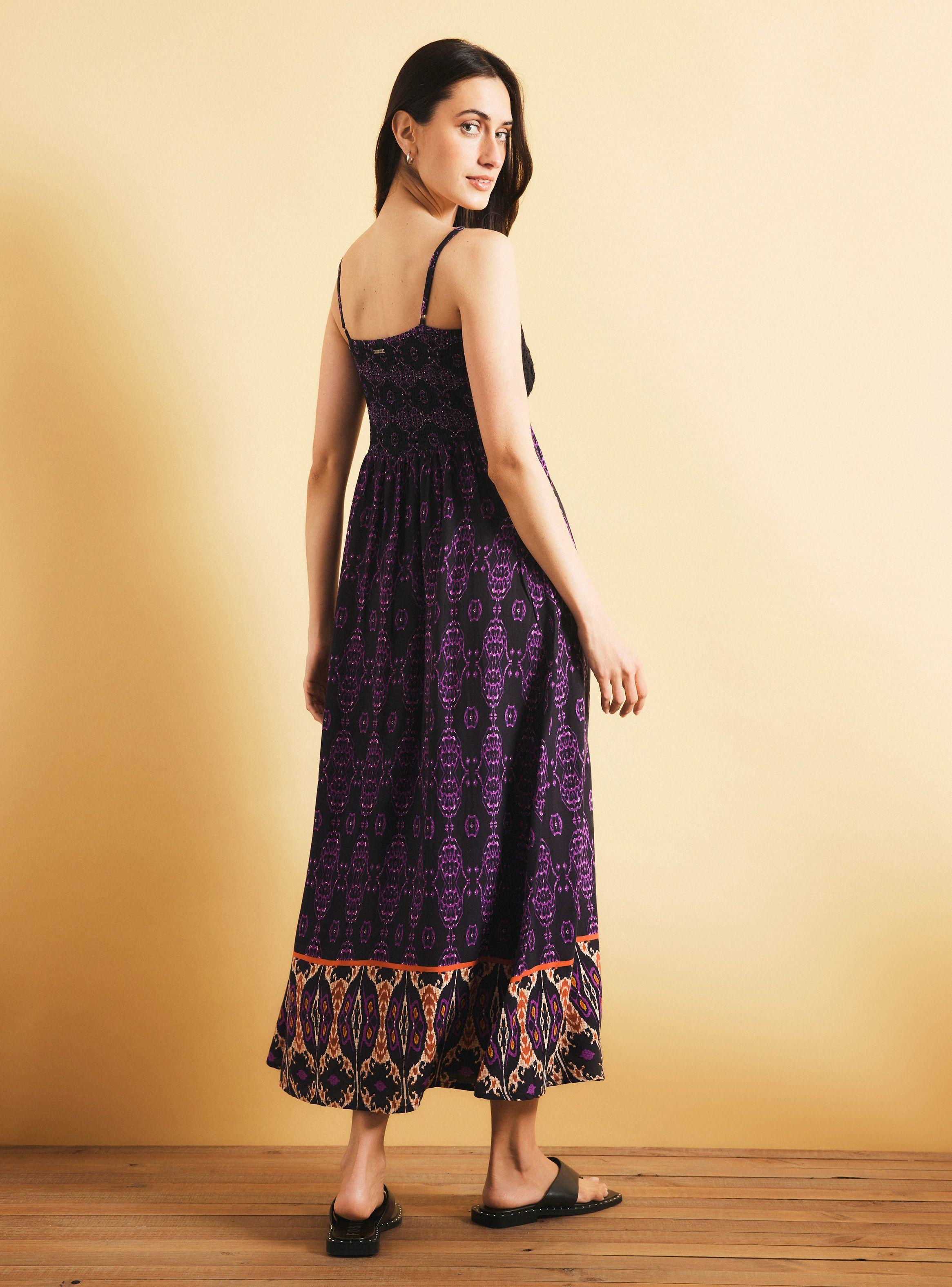 Vestido Estampado y Macramé en Escote-5