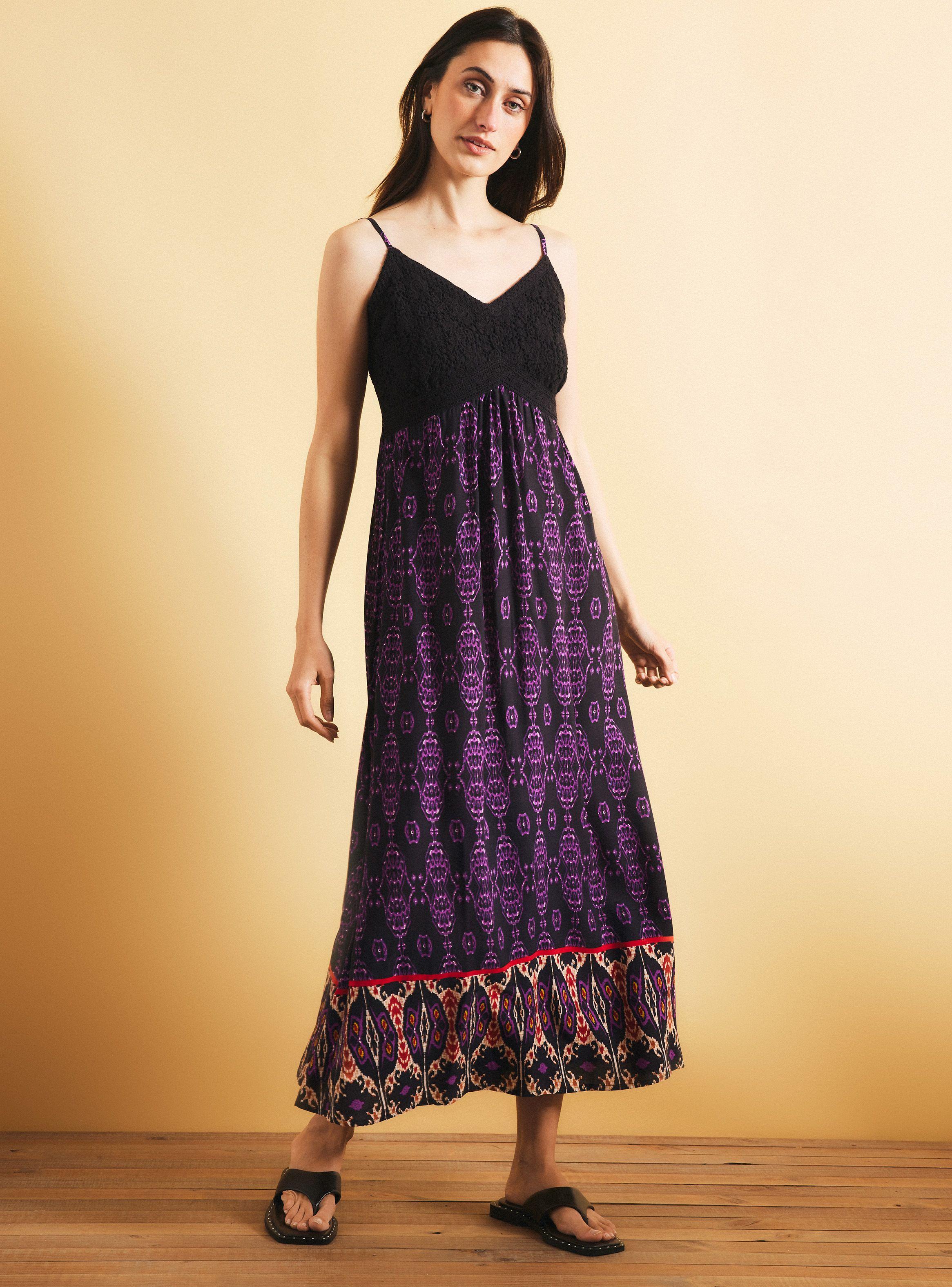 Vestido Estampado y Macramé en Escote-4