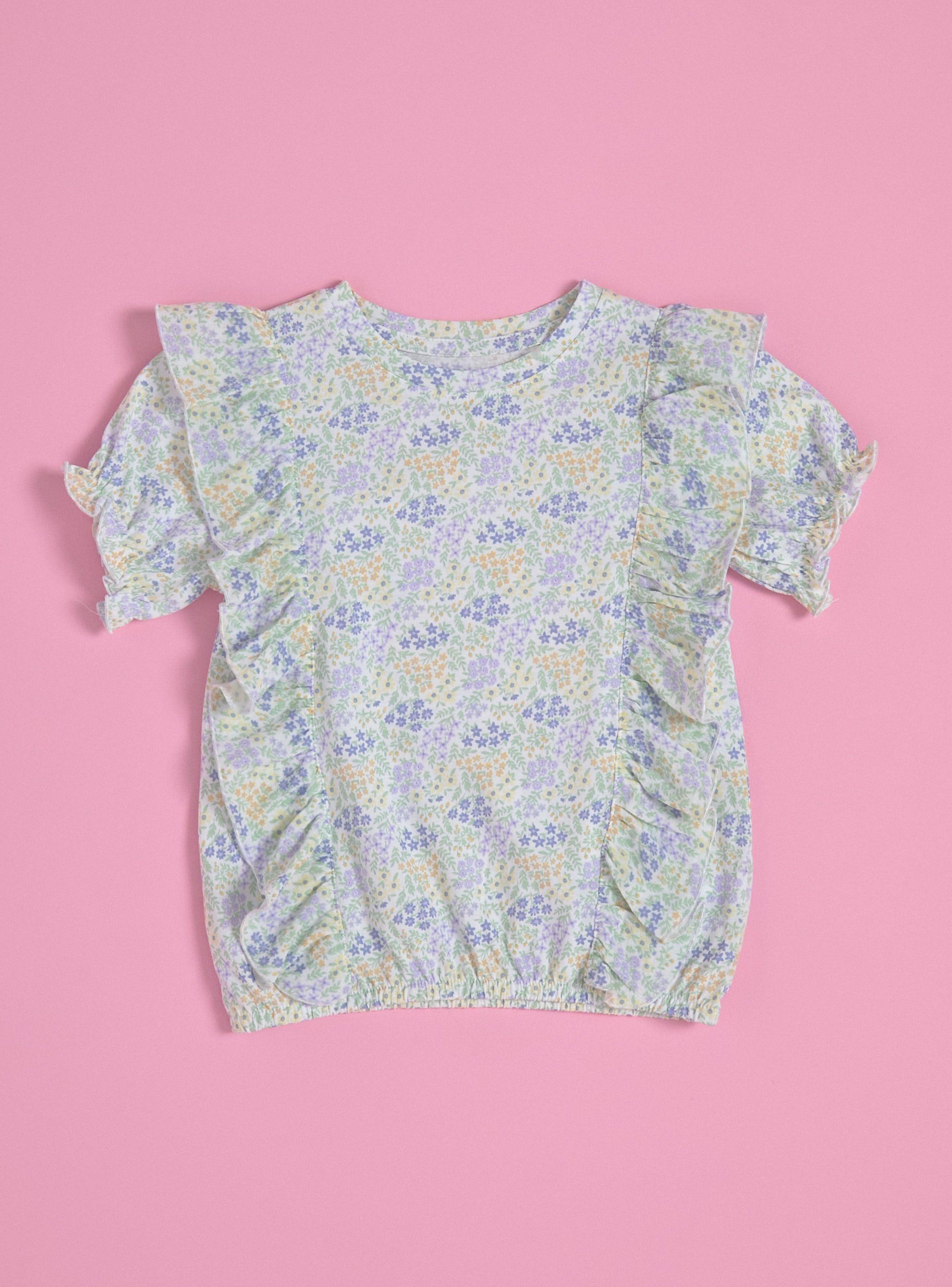 Polera Estampada Vuelos Manga Globo-2