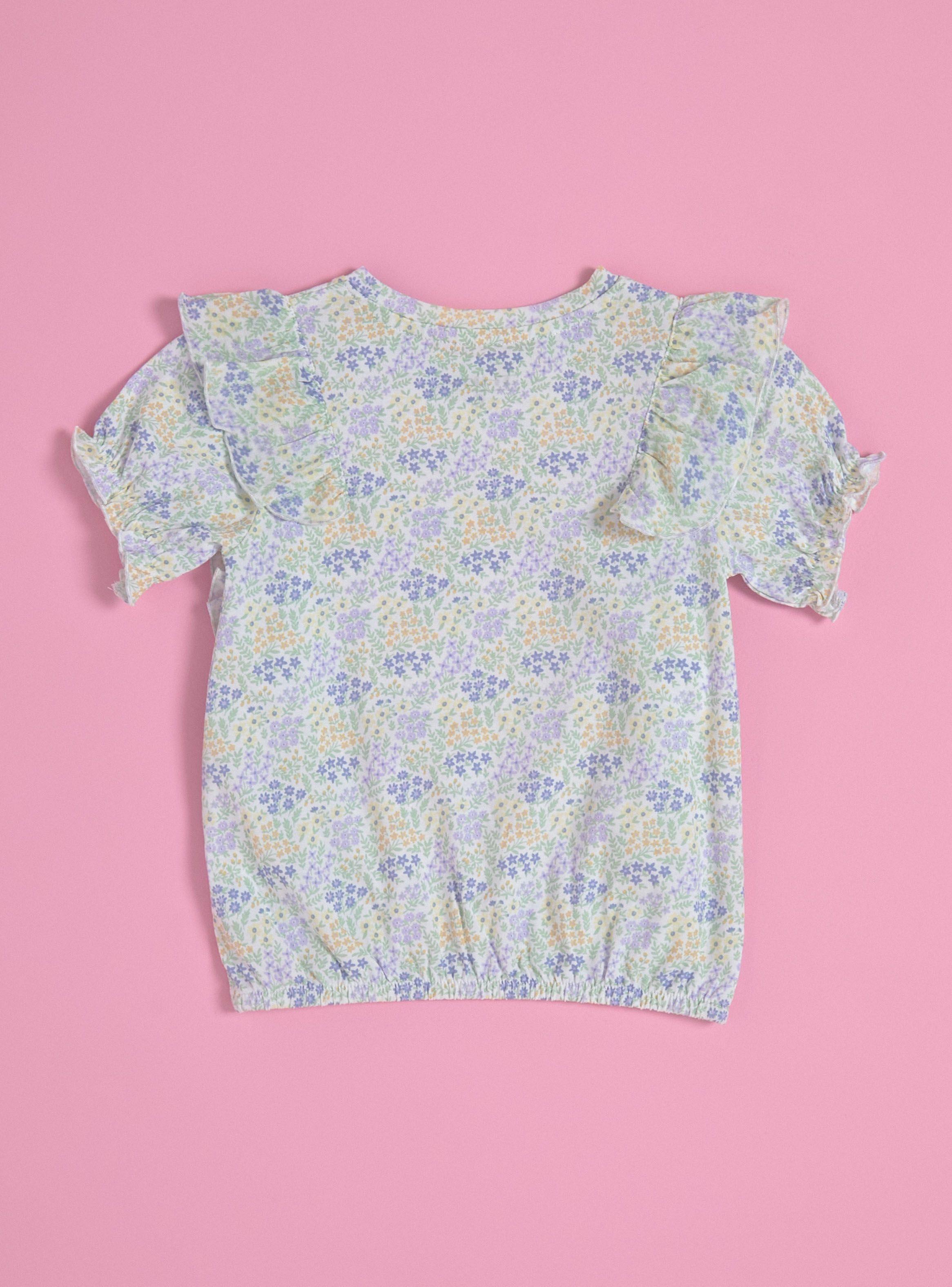 Polera Estampada Vuelos Manga Globo-3
