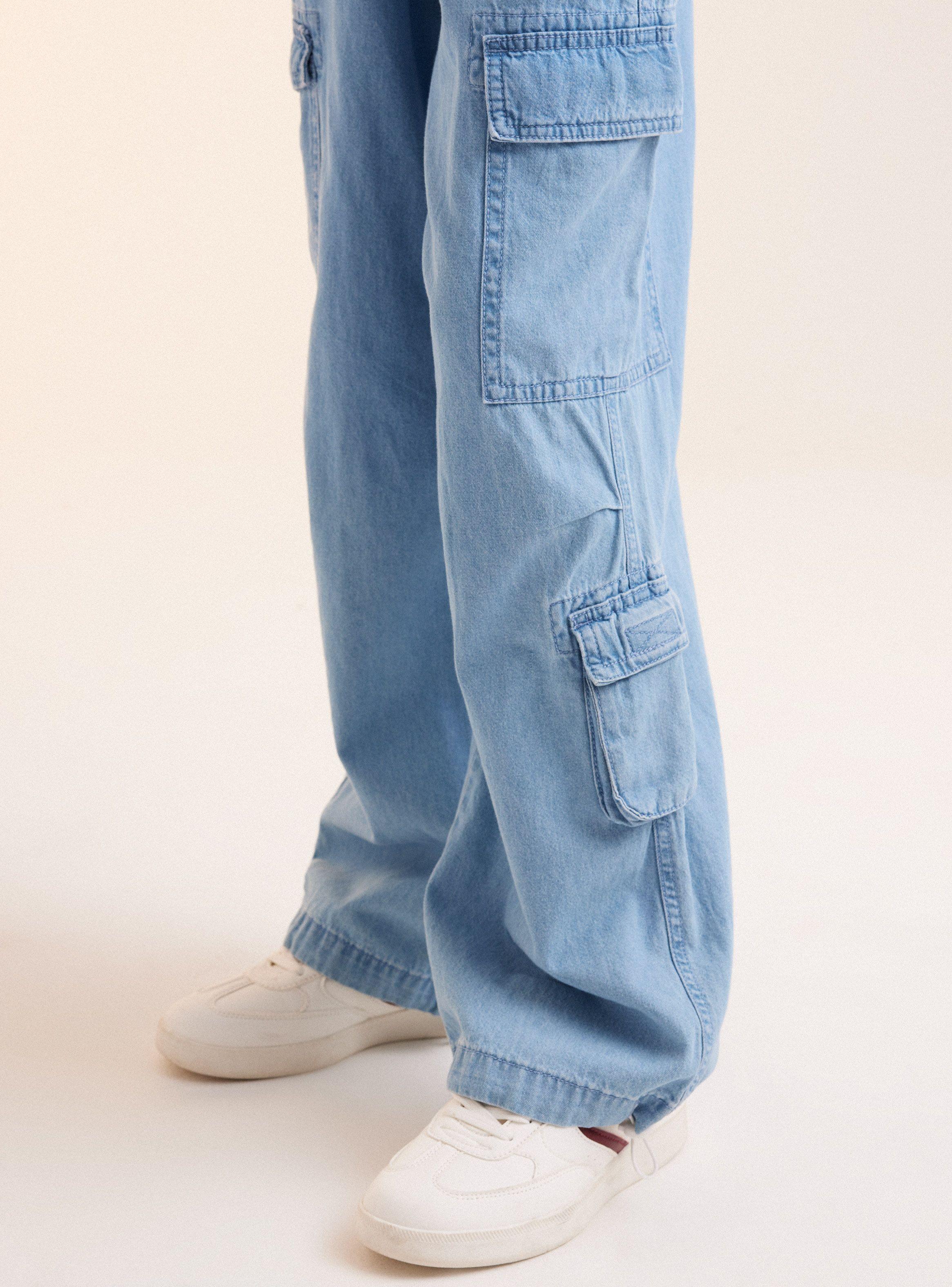 Pantalón Bolsillos Cargo Jeans-1