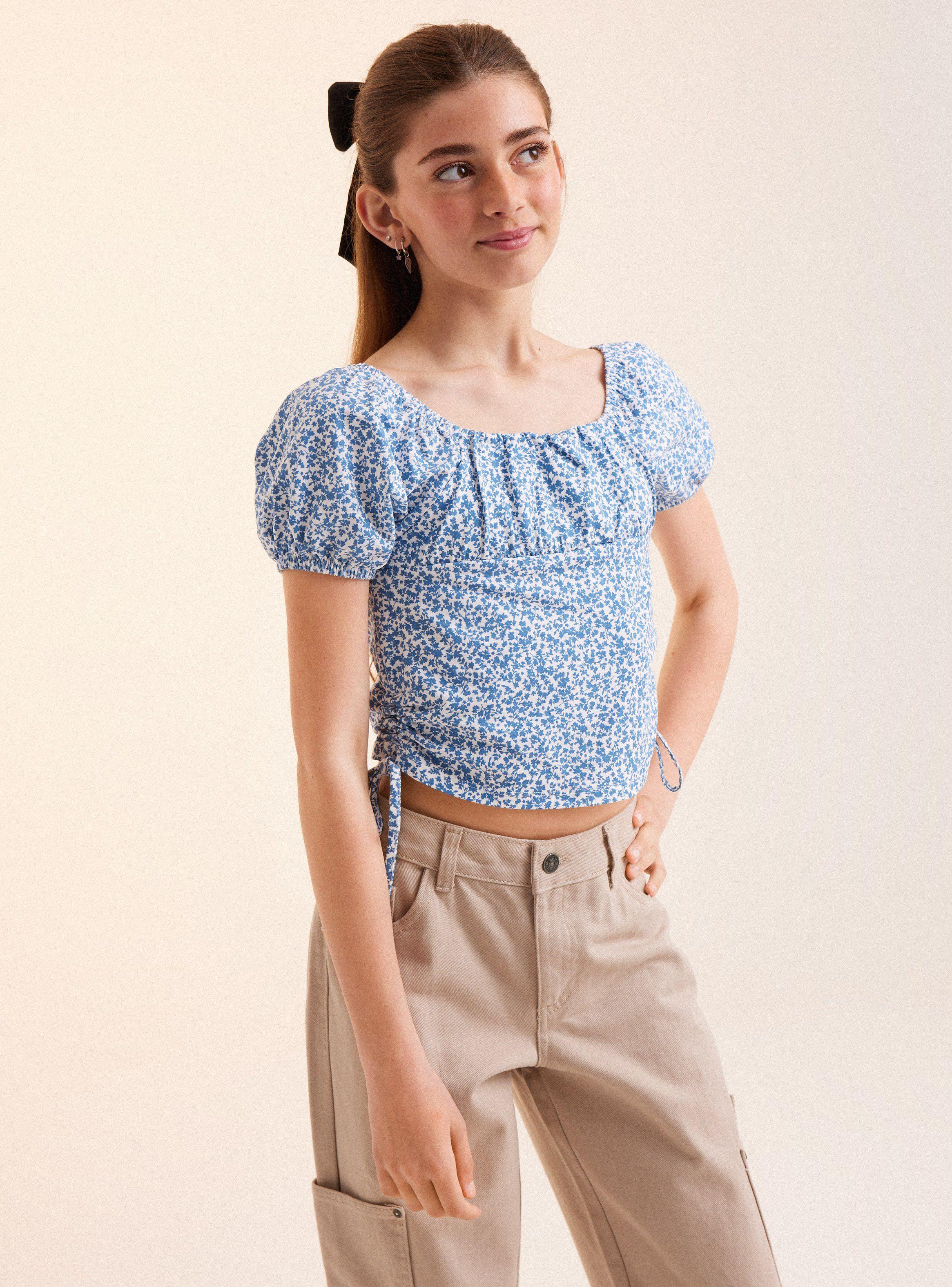 Polera Manga Globo, Recogido en los Costados-0