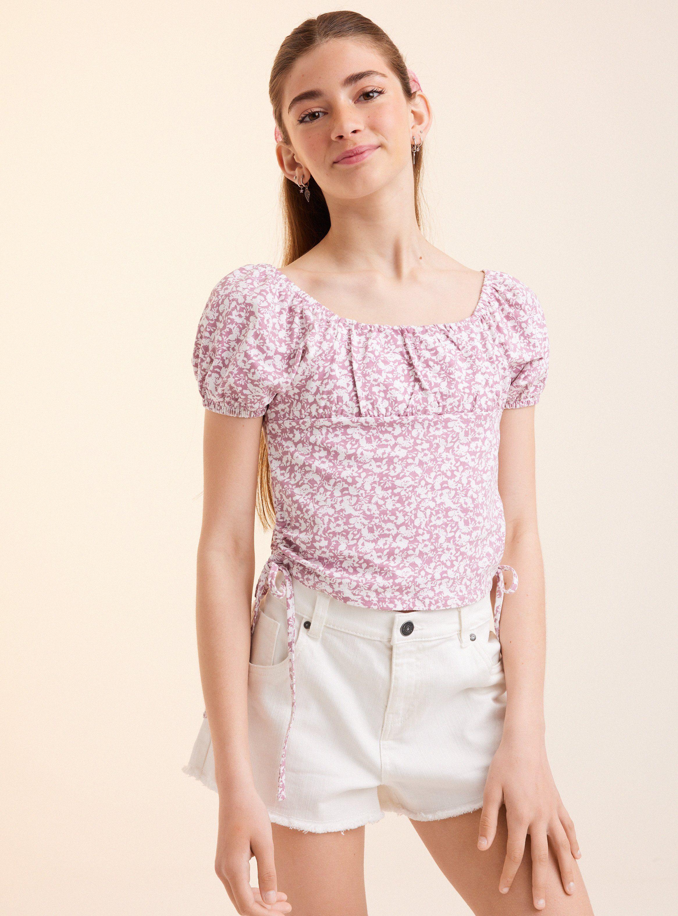 Polera Manga Globo, Recogido en los Costados-0