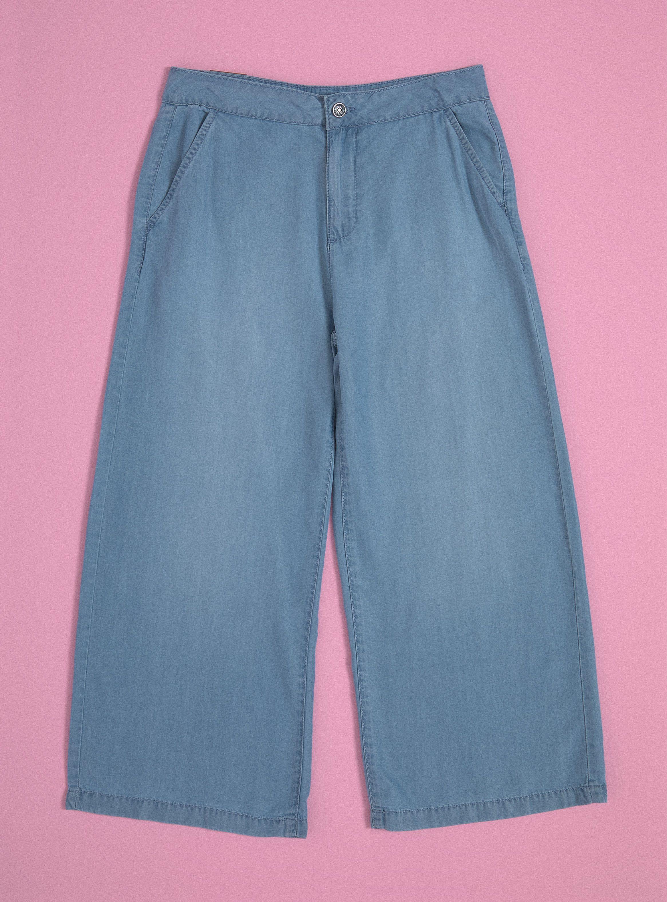 Pantalón Ancho Jeans Tela Fluida-0