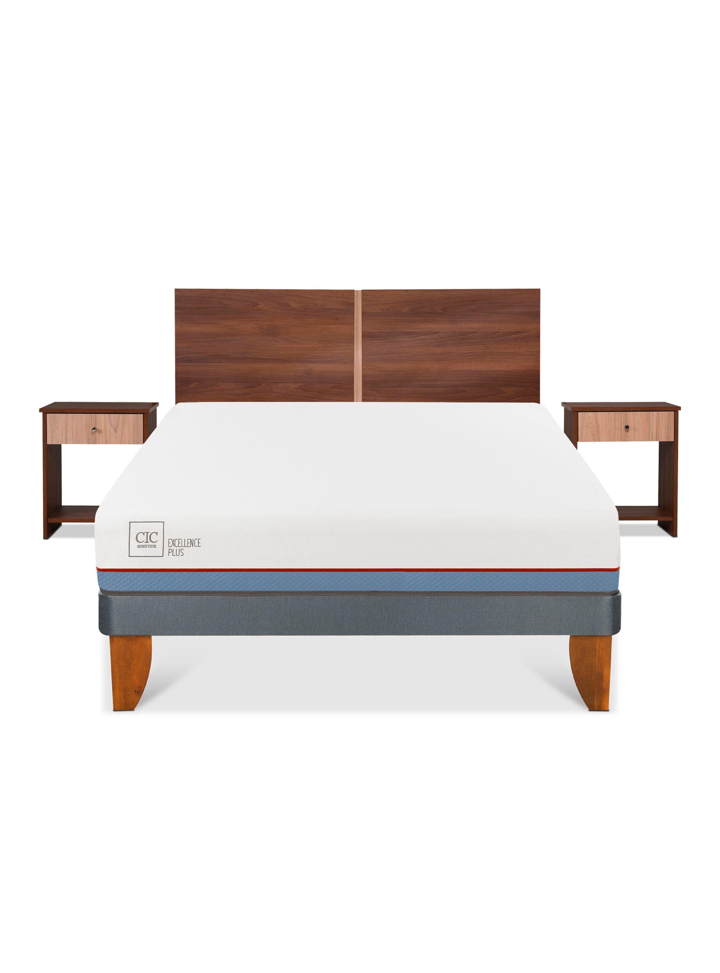 Cama Europea Excellence Plus 2 Plaza Base Normal + Set Muebles Stylo-2