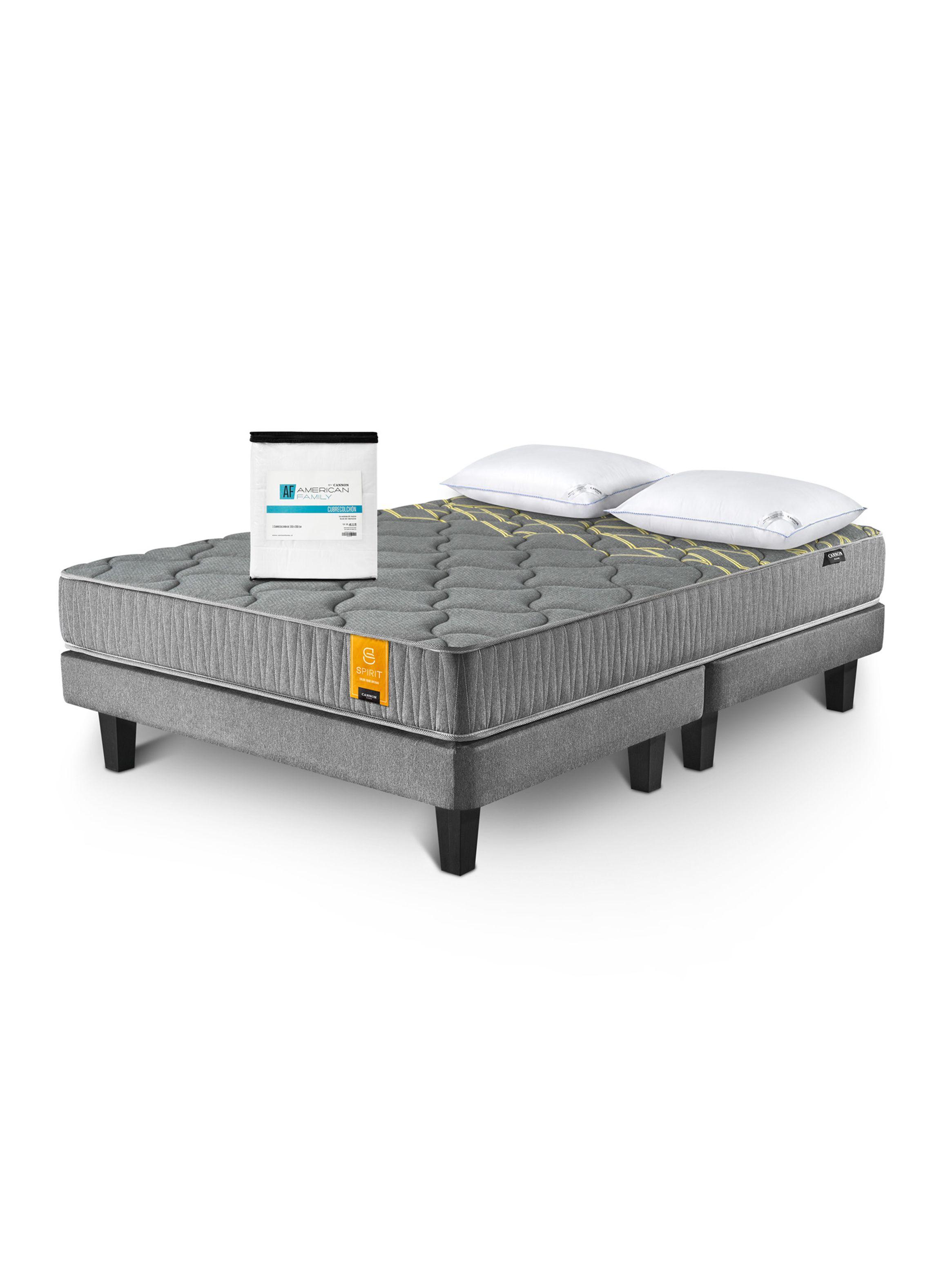 Cama Europea Spirit 2 Plazas Base Dividida + Set Almohadas + Cubrecolchón-0