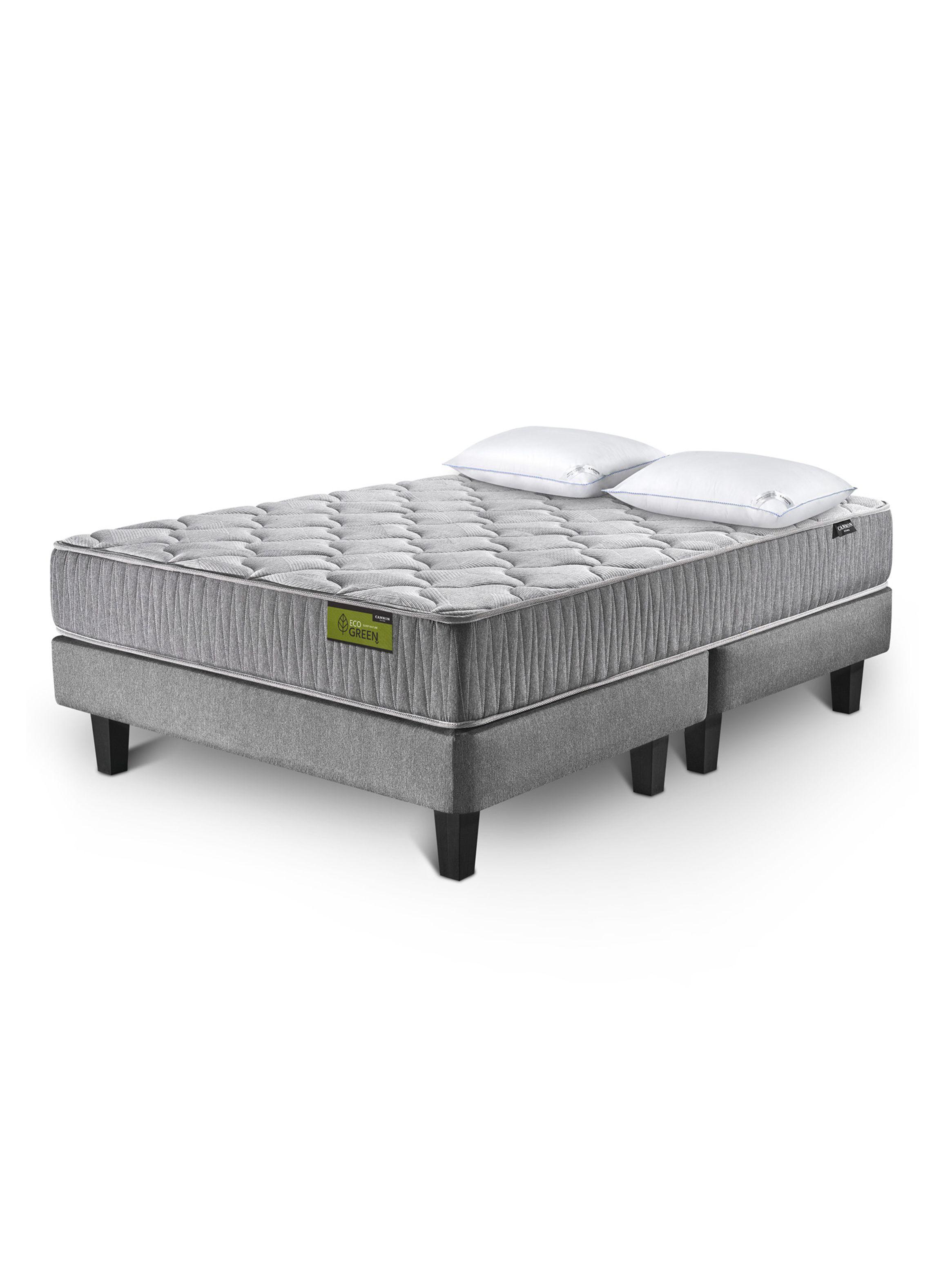 Cama Europea Eco Green 2 Plazas Base Dividida + Set Almohadas Dowm Alternative-0