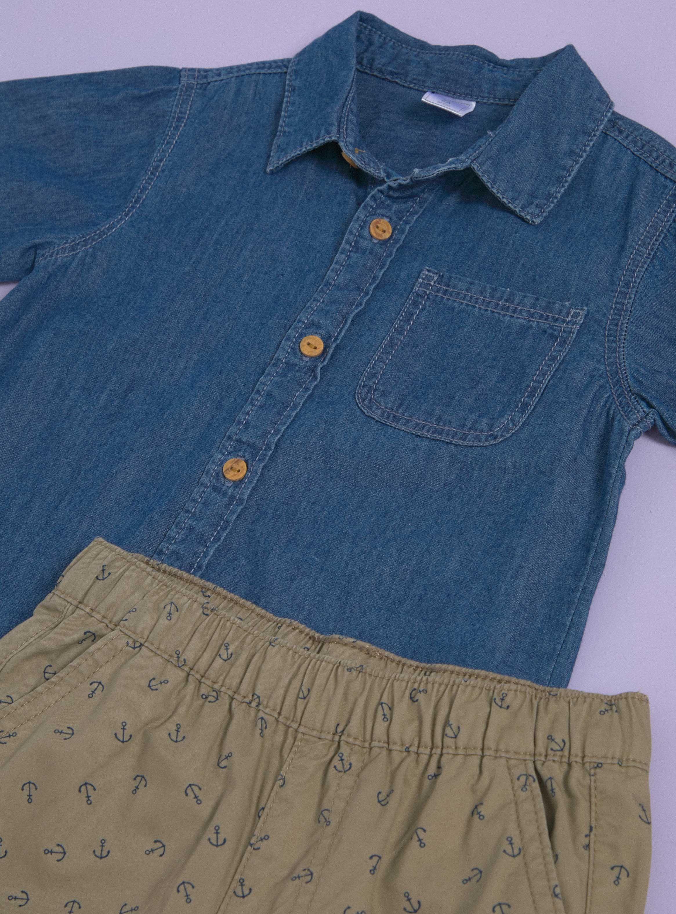 Conjunto con Camisa Denim y Bermuda Estampado-2