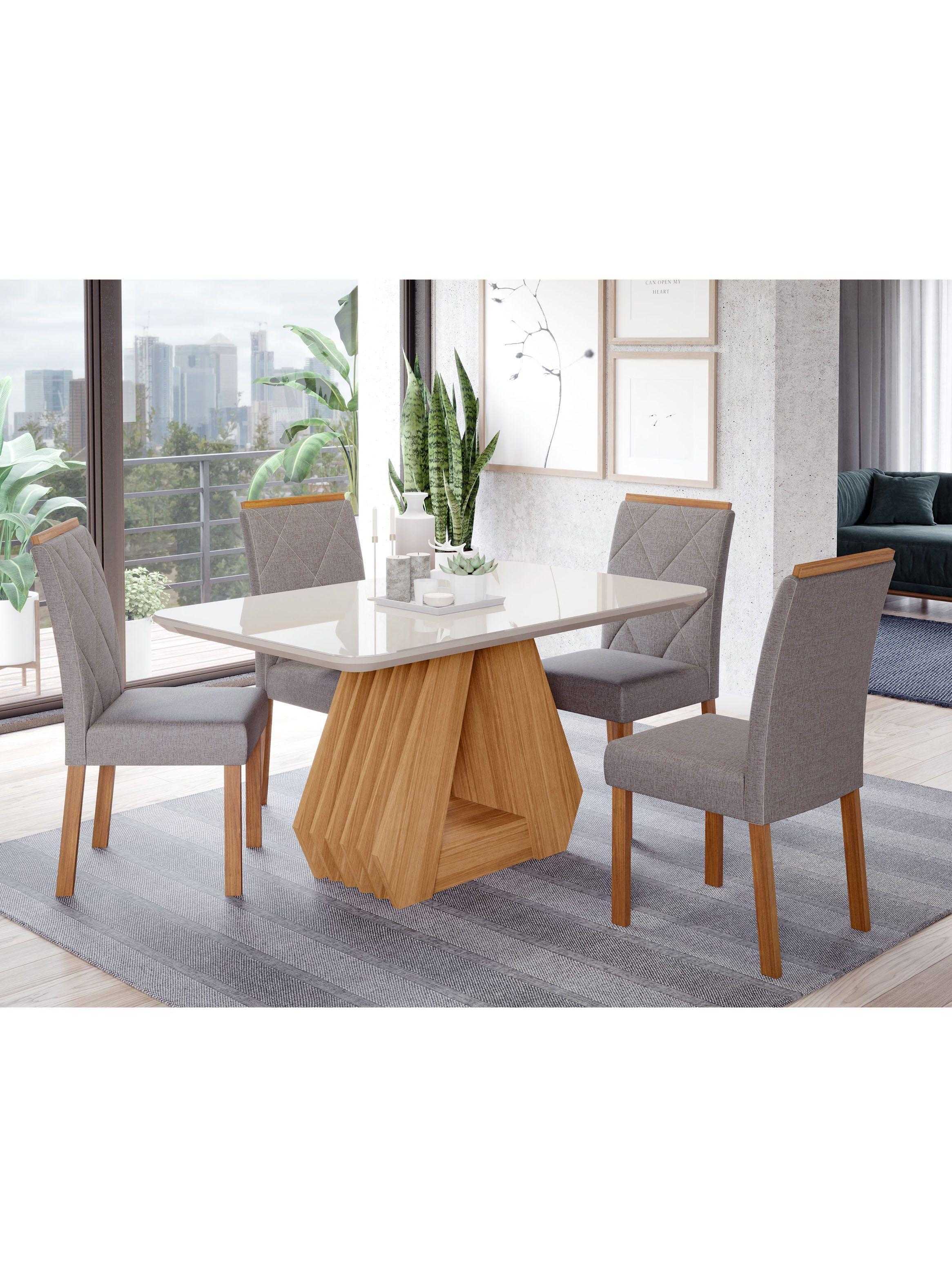 Juego Comedor Agata + 4 Sillas Fernanda Gris-5