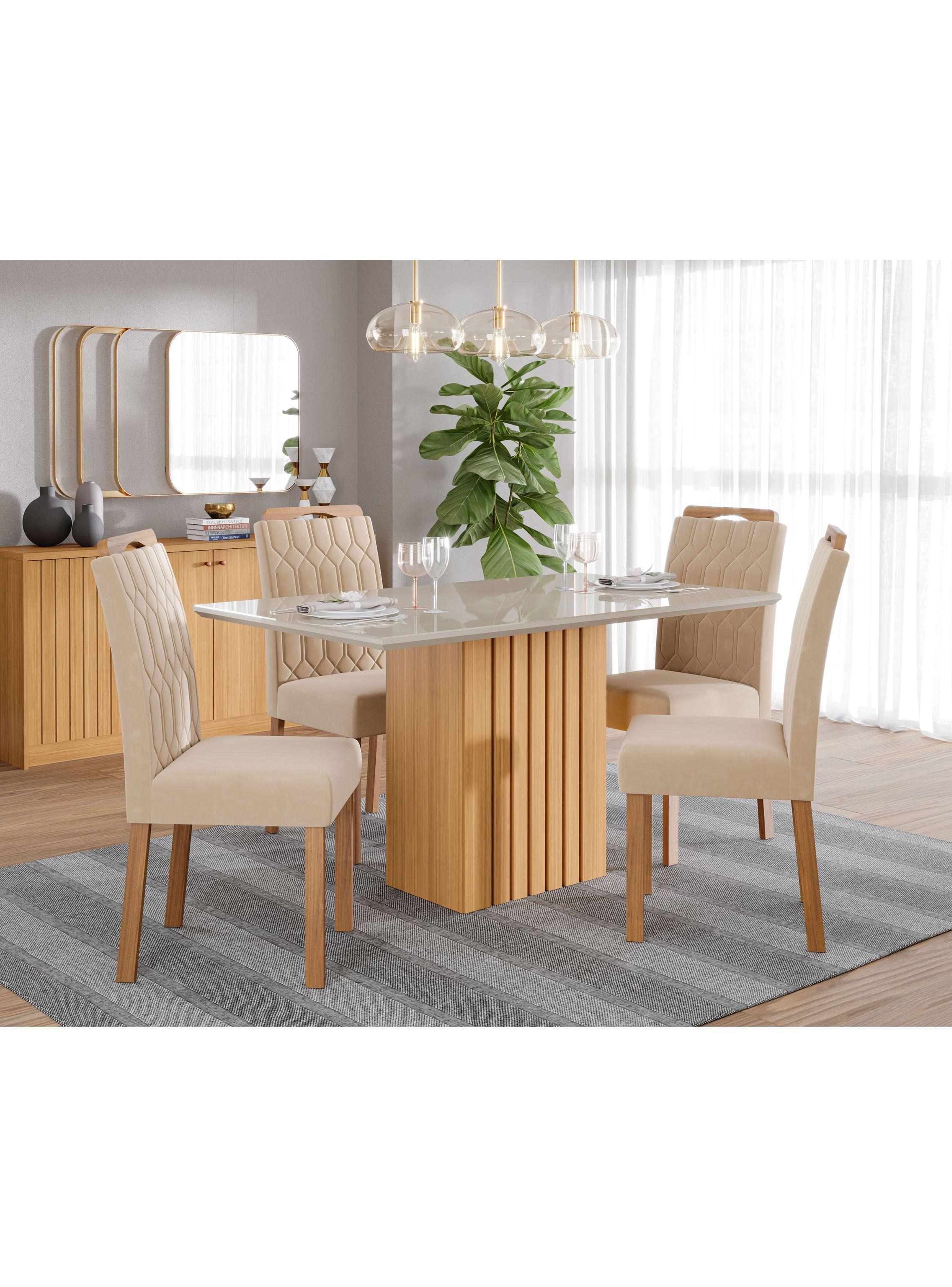 Juego Comedor Ana + 4 Sillas Paola Nude-5