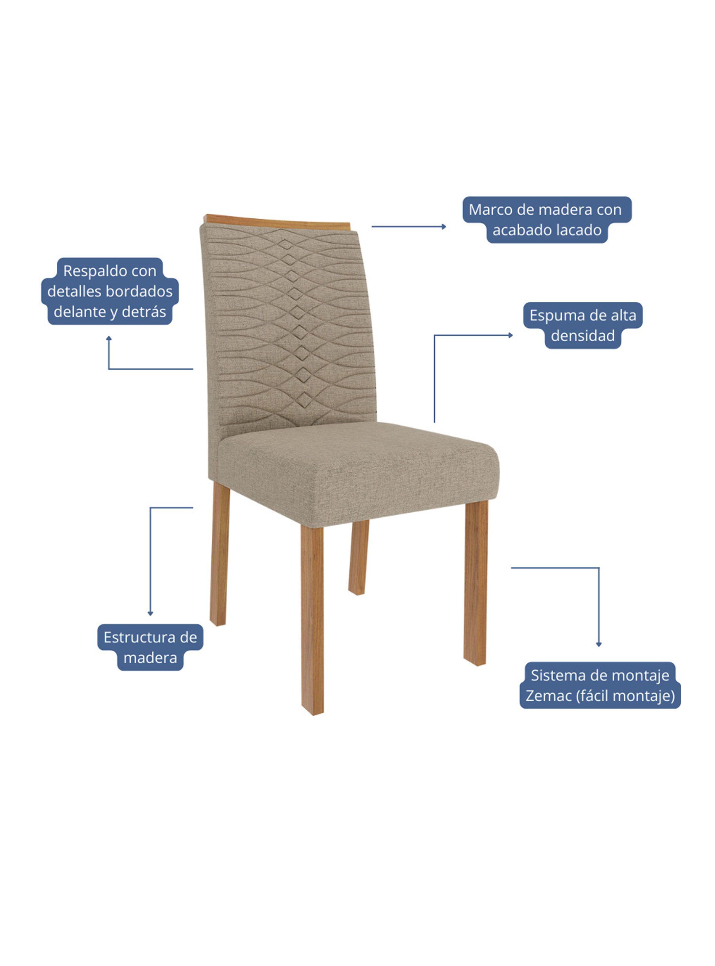 Juego Comedor Patricia + 4 Sillas Clarice Beige-4