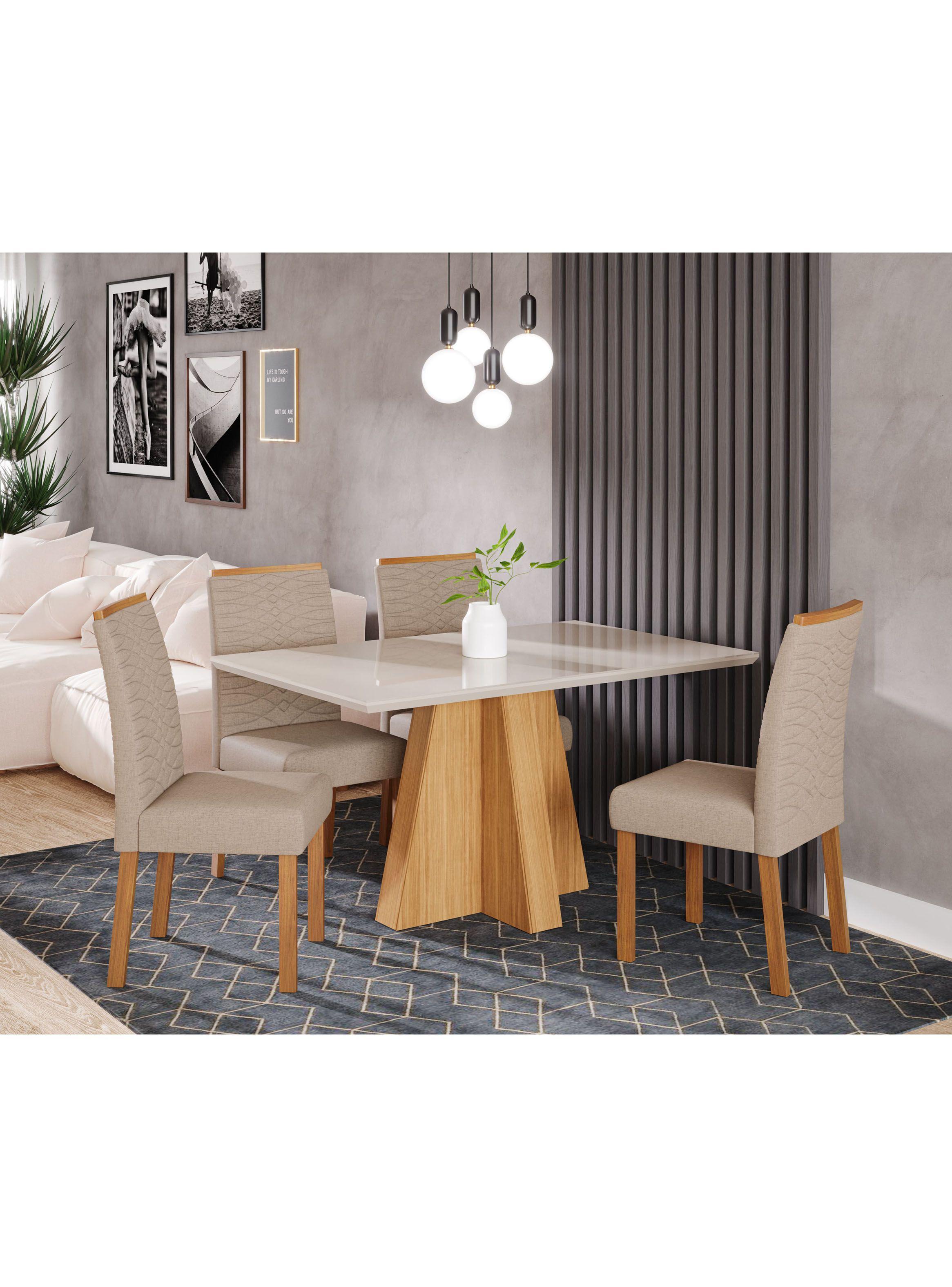 Juego Comedor Patricia + 4 Sillas Clarice Beige-5