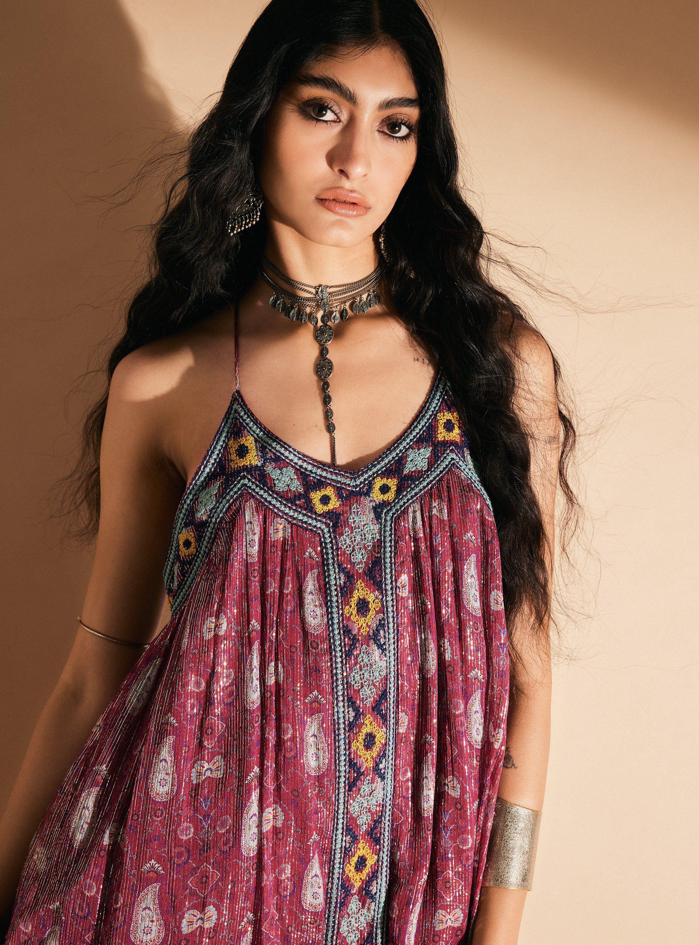 Vestido de Fiesta Gasa Estampada con Bordados-2