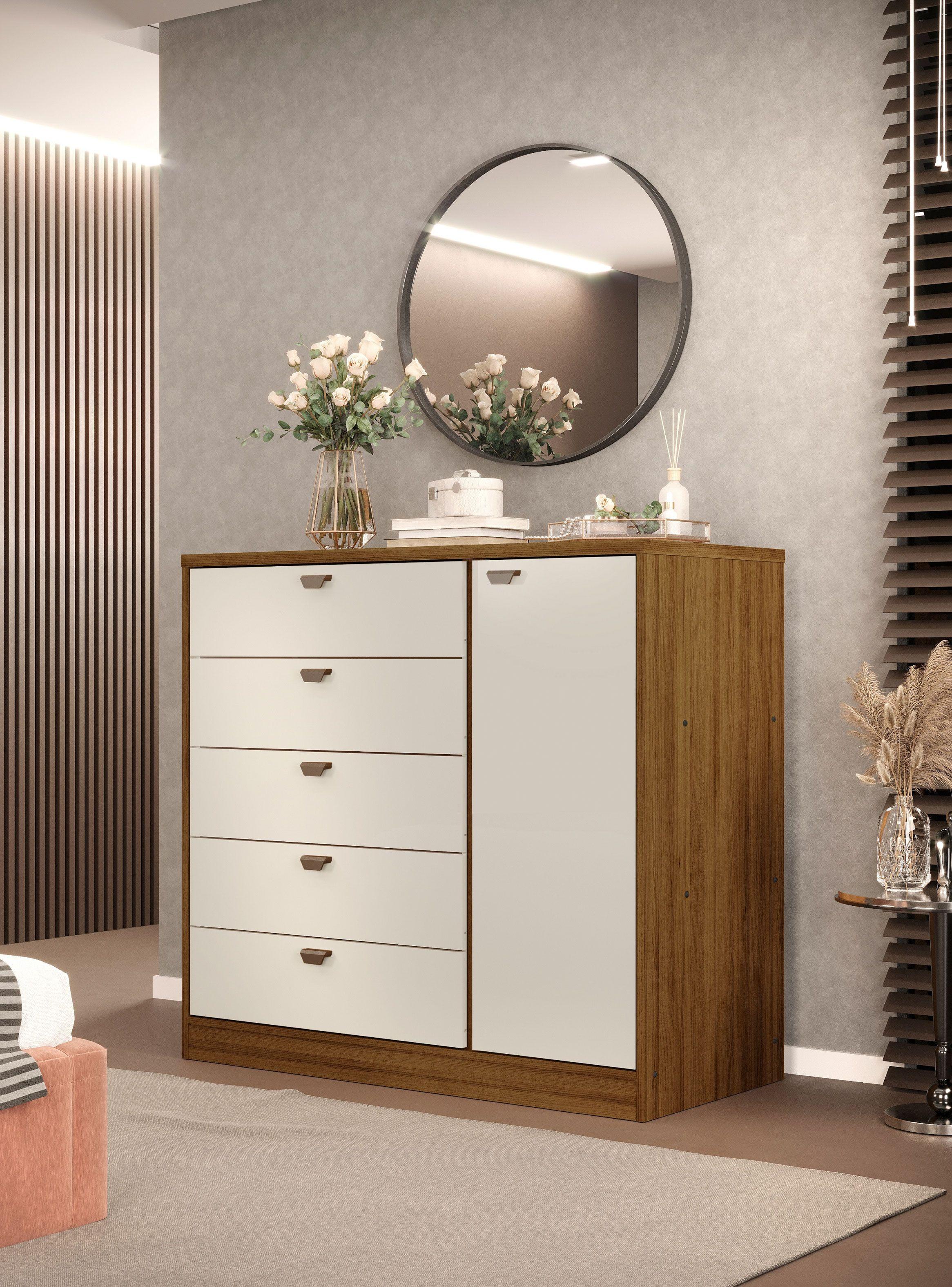 Cómoda Ferrara 5C 1P 108 x 47 x 10 cm Chocolate-3