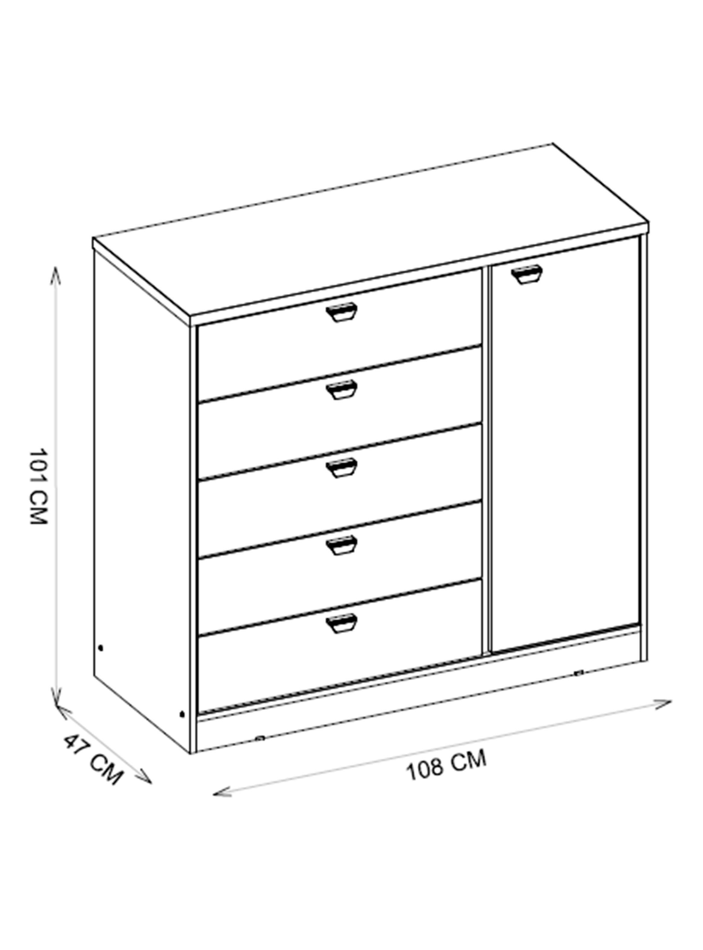 Cómoda Ferrara 5C 1P 108 x 47 x 10 cm Chocolate-1