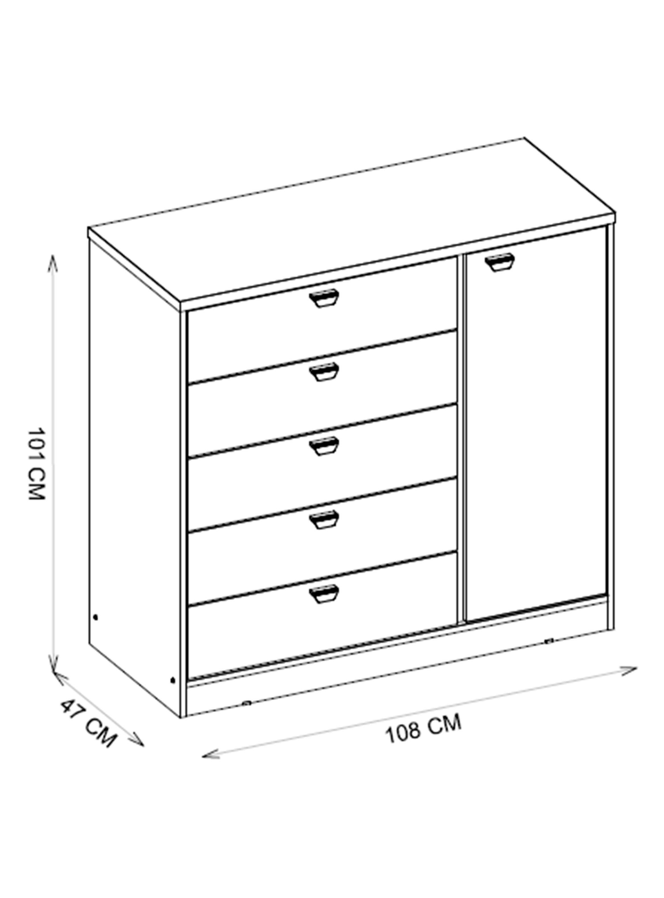 Cómoda Ferrara 5C 1P 108 x 47 x 10 cm Tabaco-1