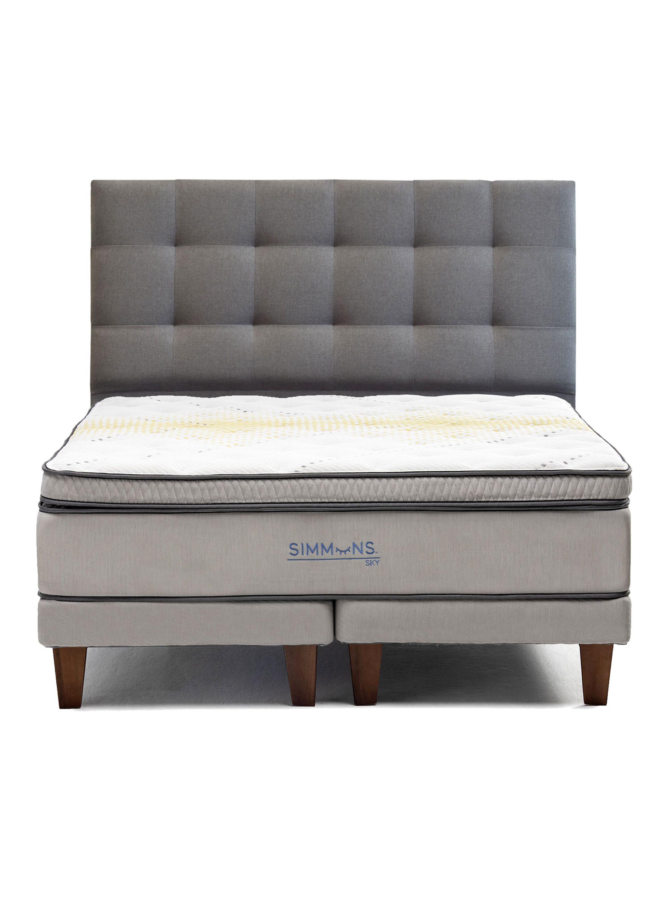 Cama Europea Sky 2 Plazas Base Dividida + Respaldo Tignes Gris-0