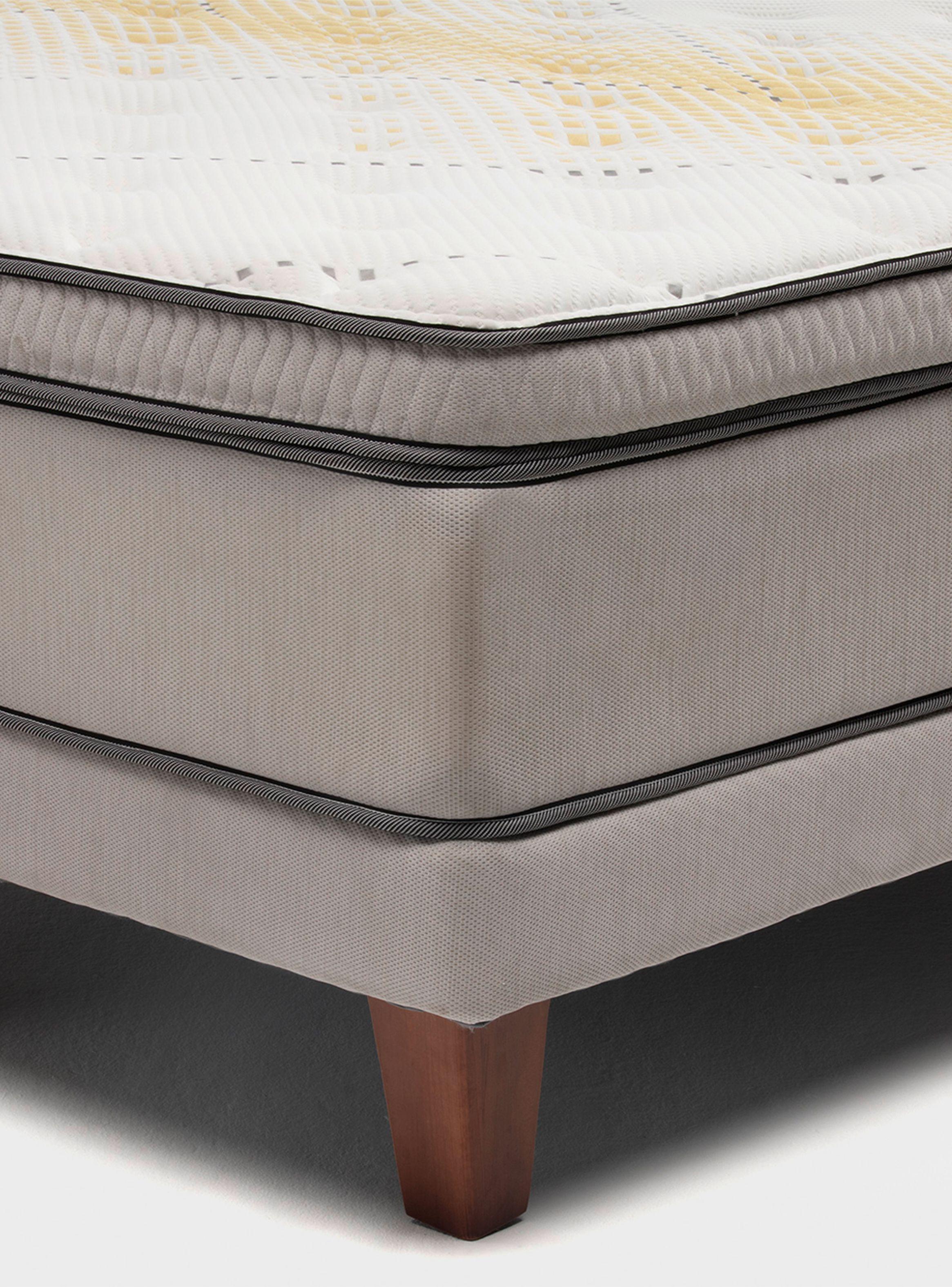 Cama Europea Sky 2 Plazas Base Dividida + Respaldo Tignes Gris-4