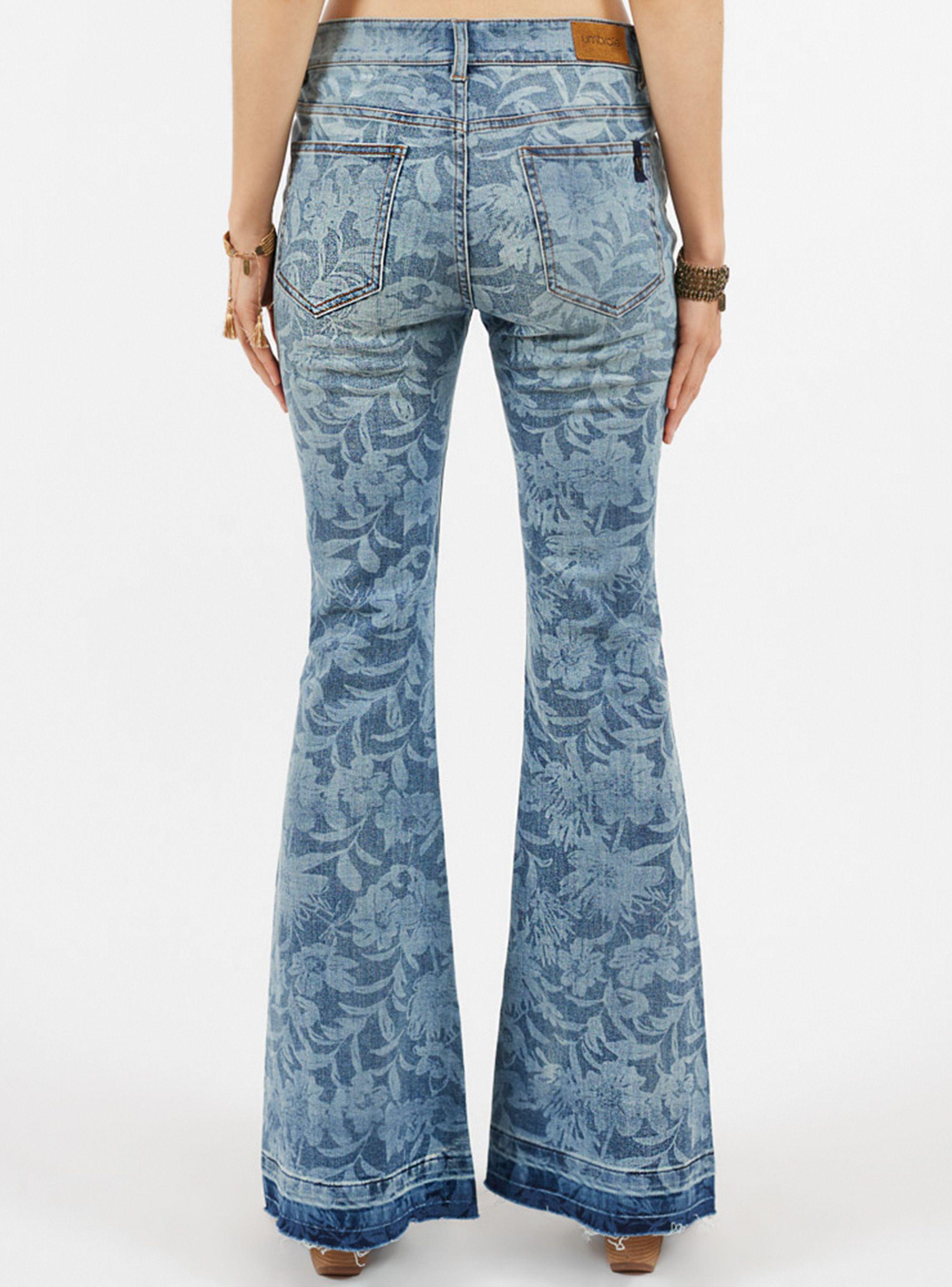 Jeans Flair Print Flores Umbrale-1