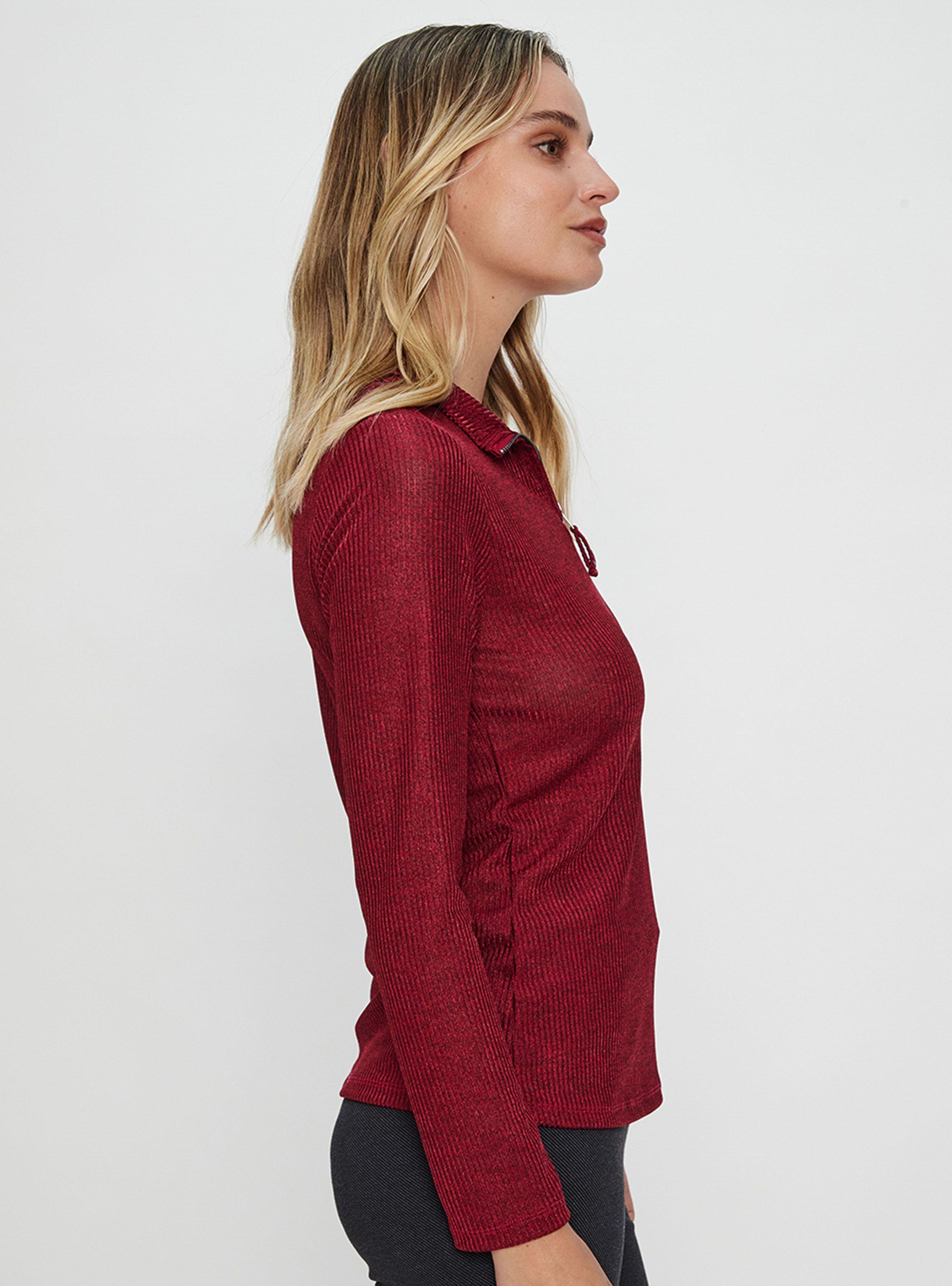 Polera Rib Metalizado Cuello Cierre-2