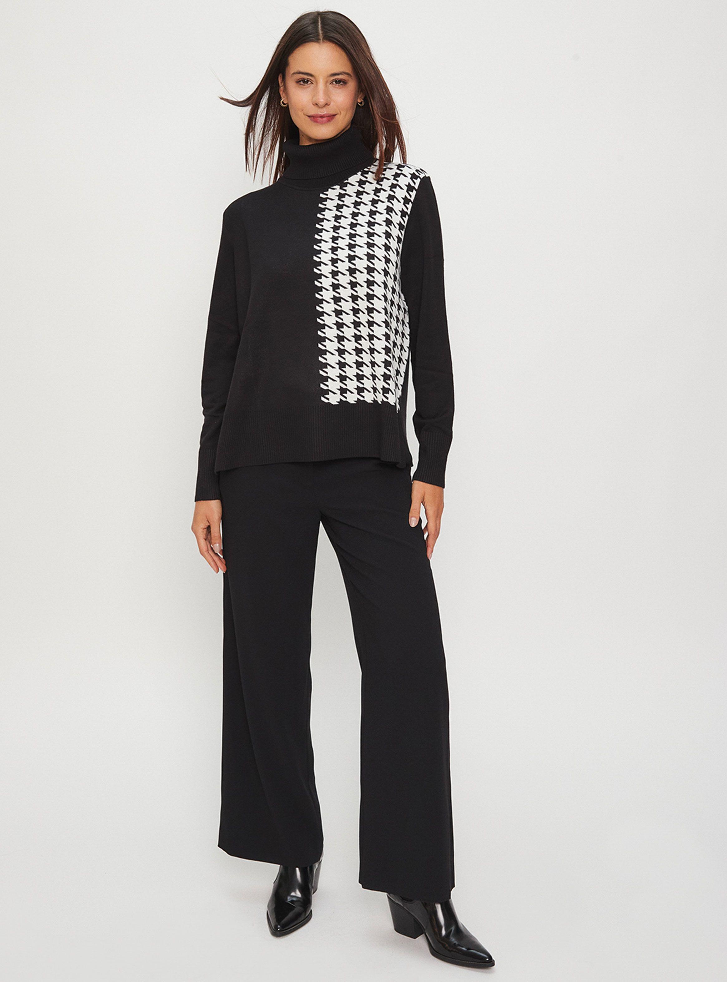 Sweater Tejido Cuello Subido Bicolor Print-4