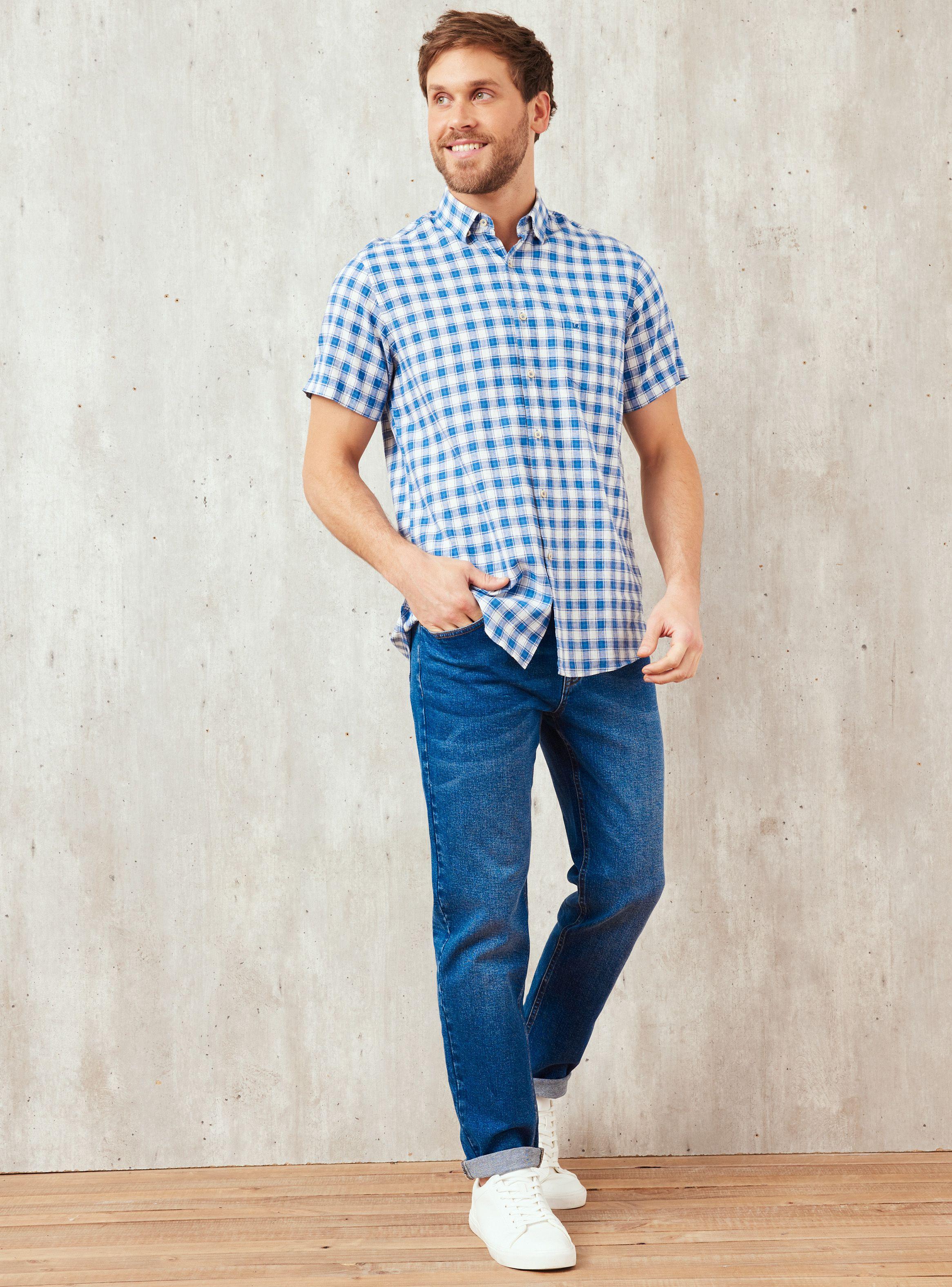 Camisa Manga Corta Check Lino-4