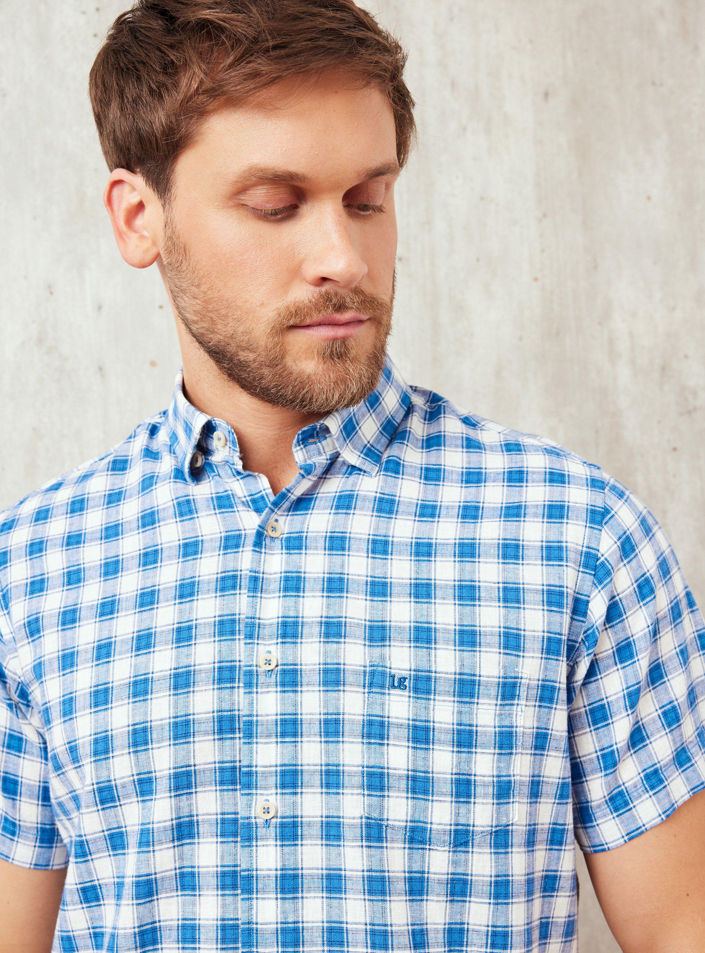 Camisa Manga Corta Check Lino-2