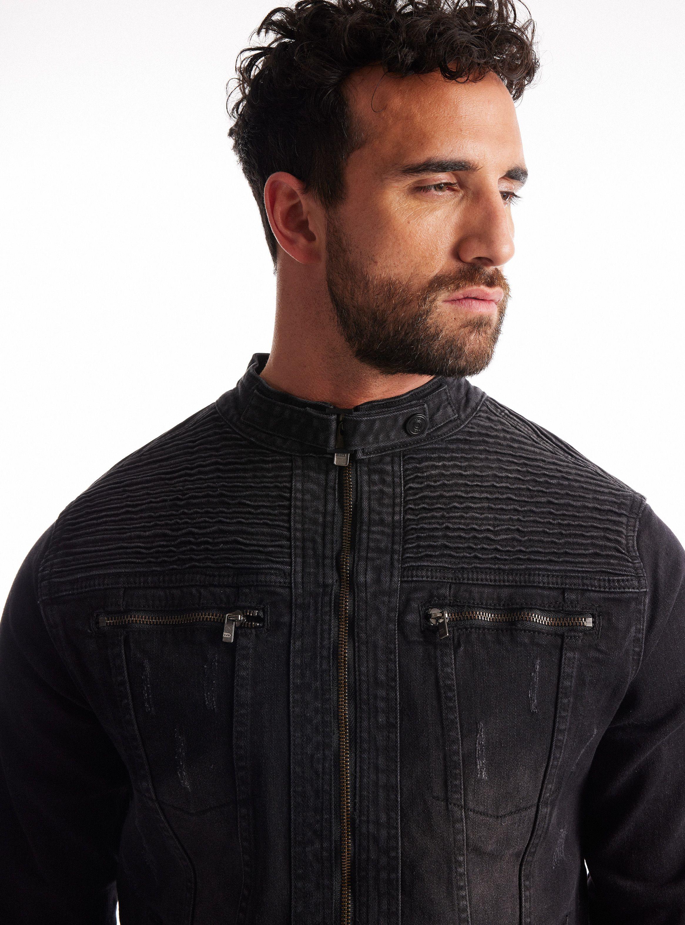 Chaqueta Biker Denim Costuras-3