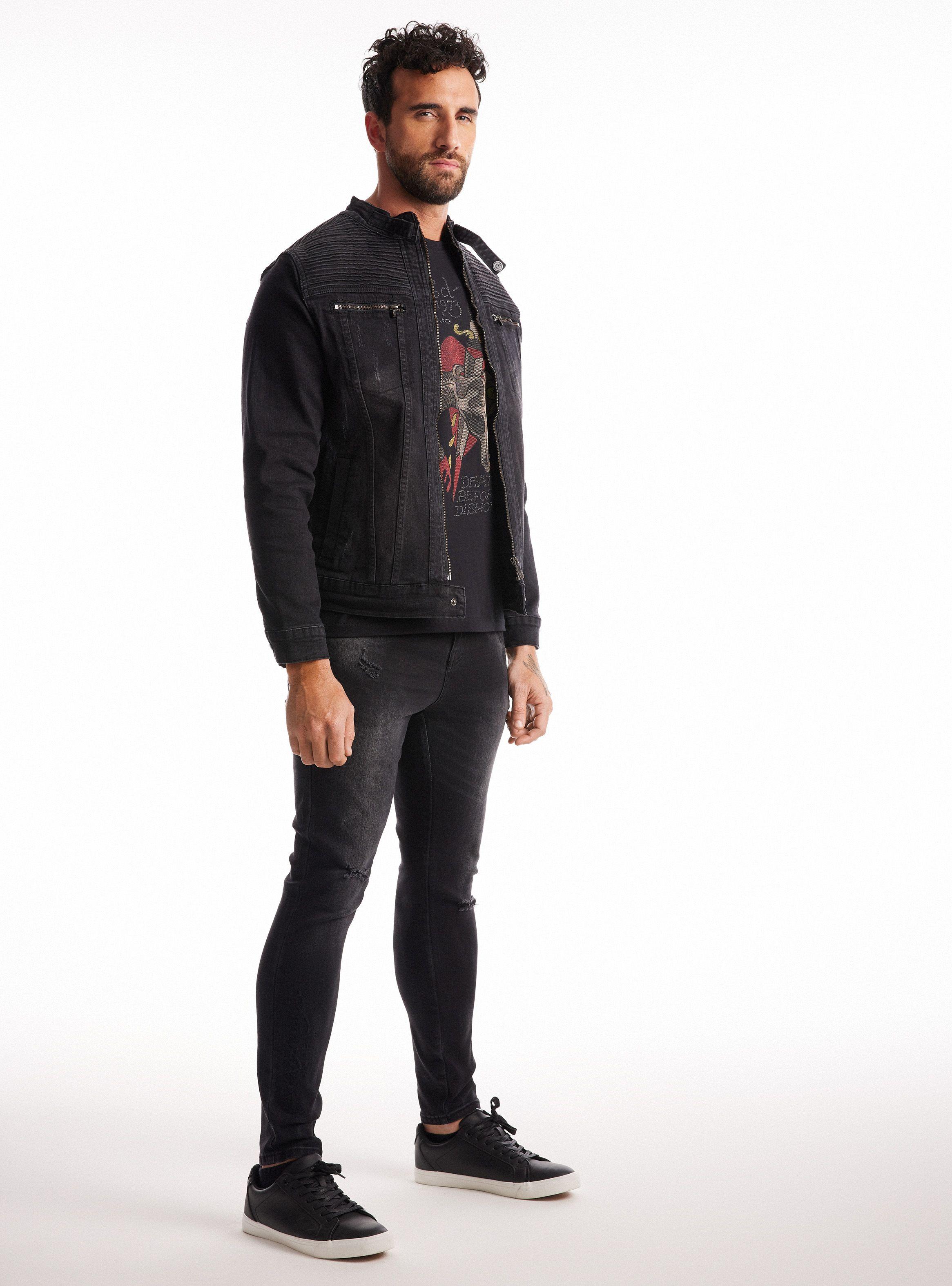 Chaqueta Biker Denim Costuras-4