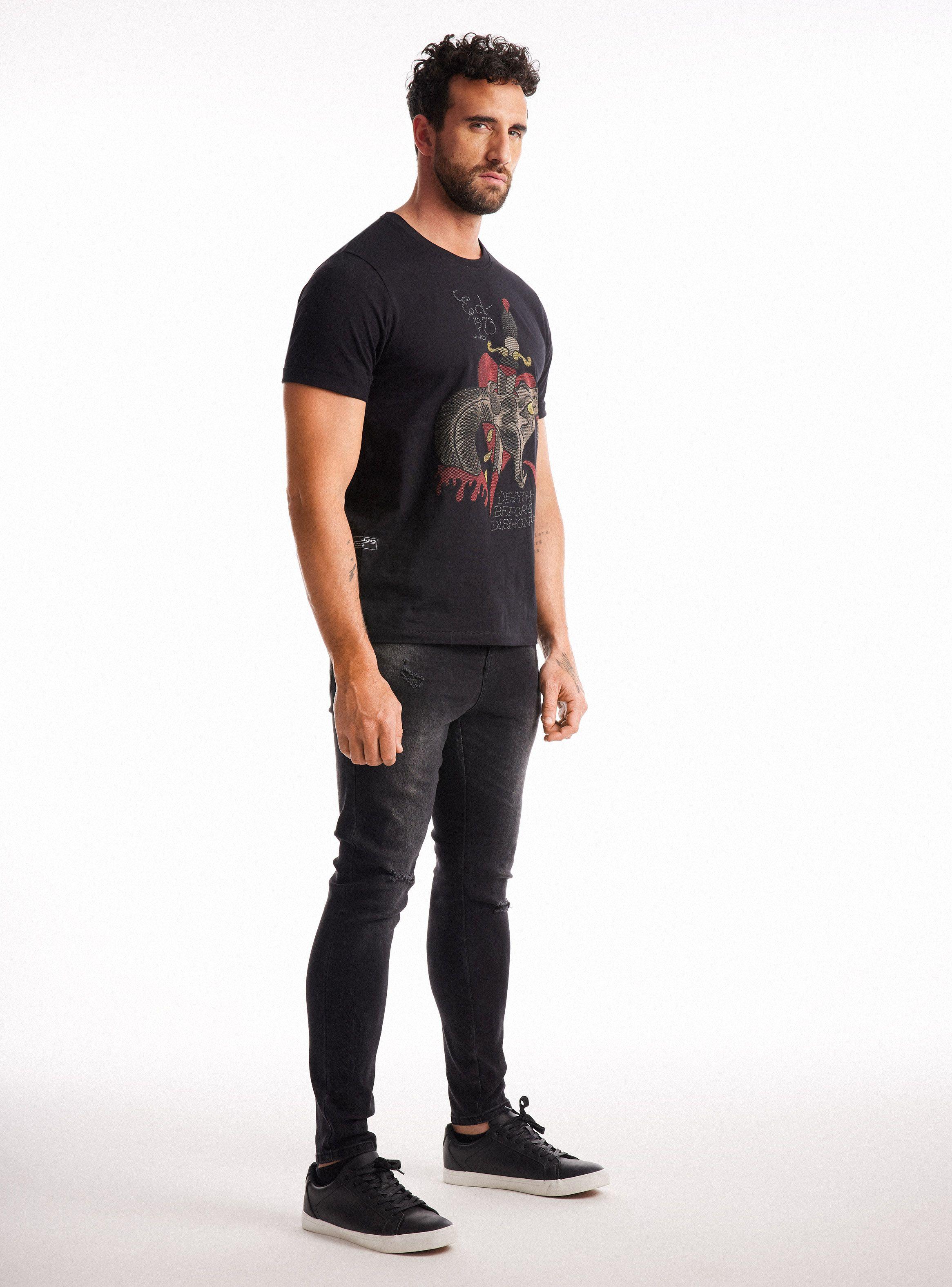Polera Ed Hardy Estampado Textura 3D Brillante-4