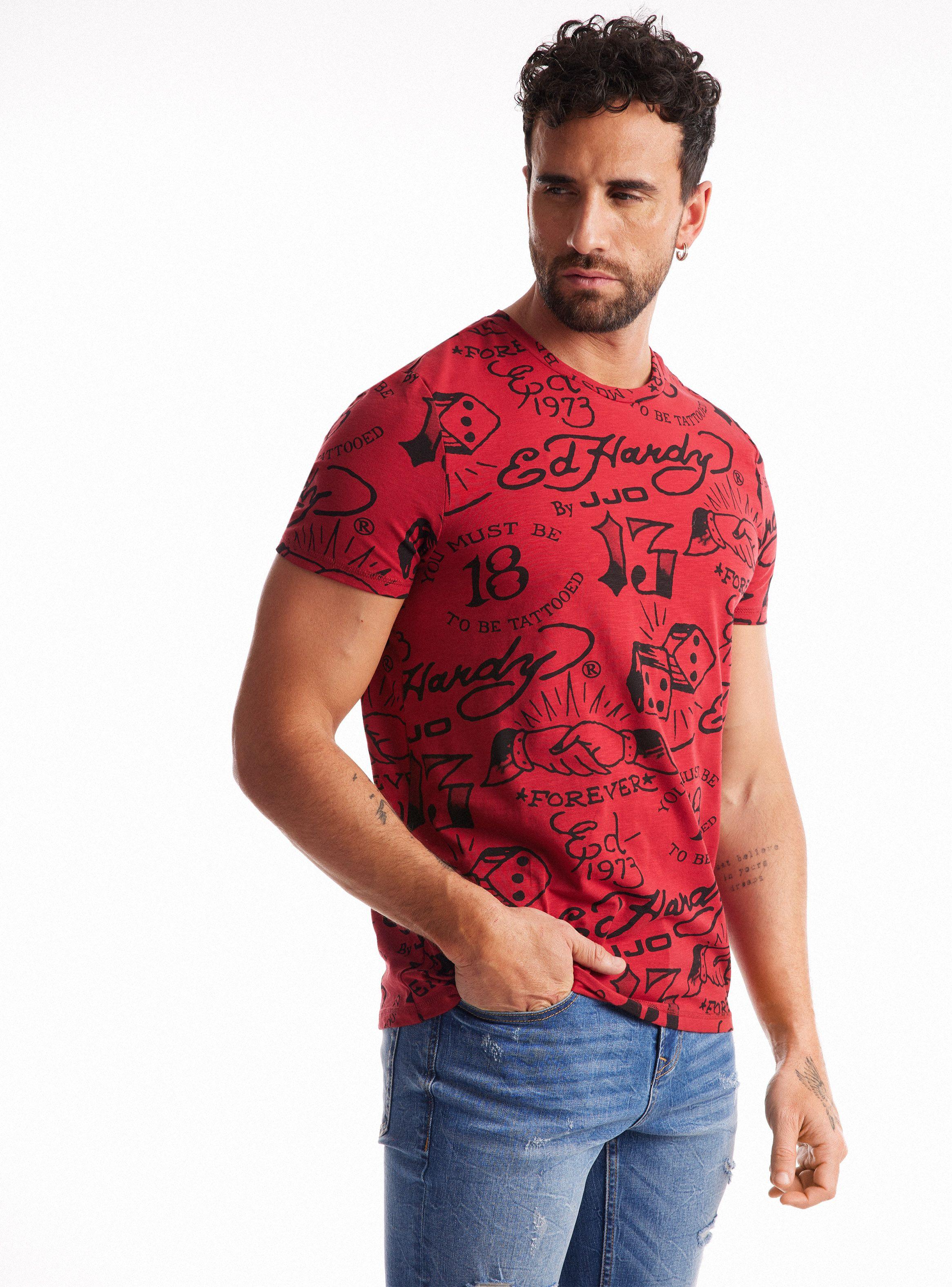 Polera Ed Hardy Full Estampado Cortes Espalda-0