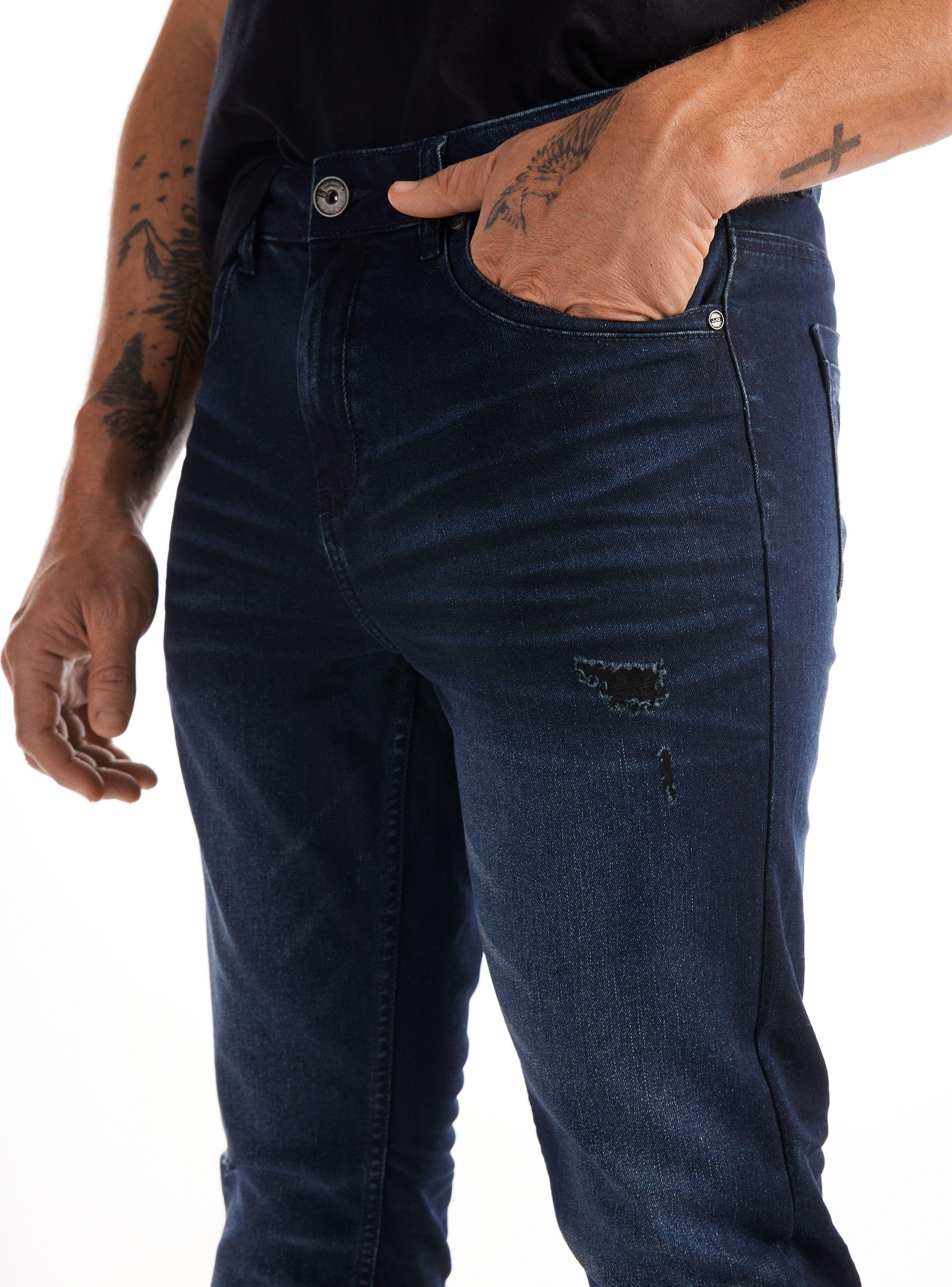 Jeans Oscuro Desgastado Roturas Basta Desgastada-2