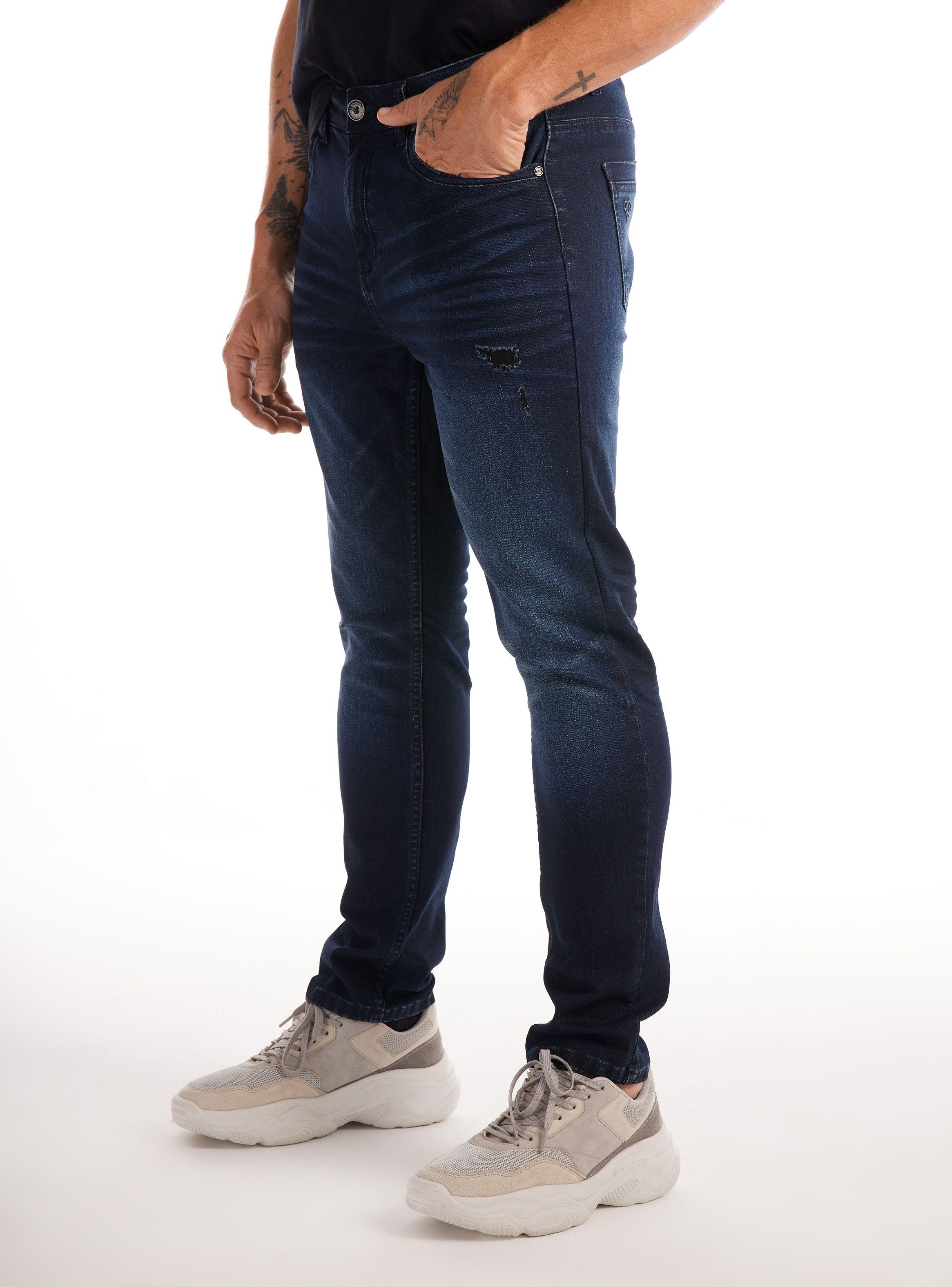 Jeans Oscuro Desgastado Roturas Basta Desgastada-0