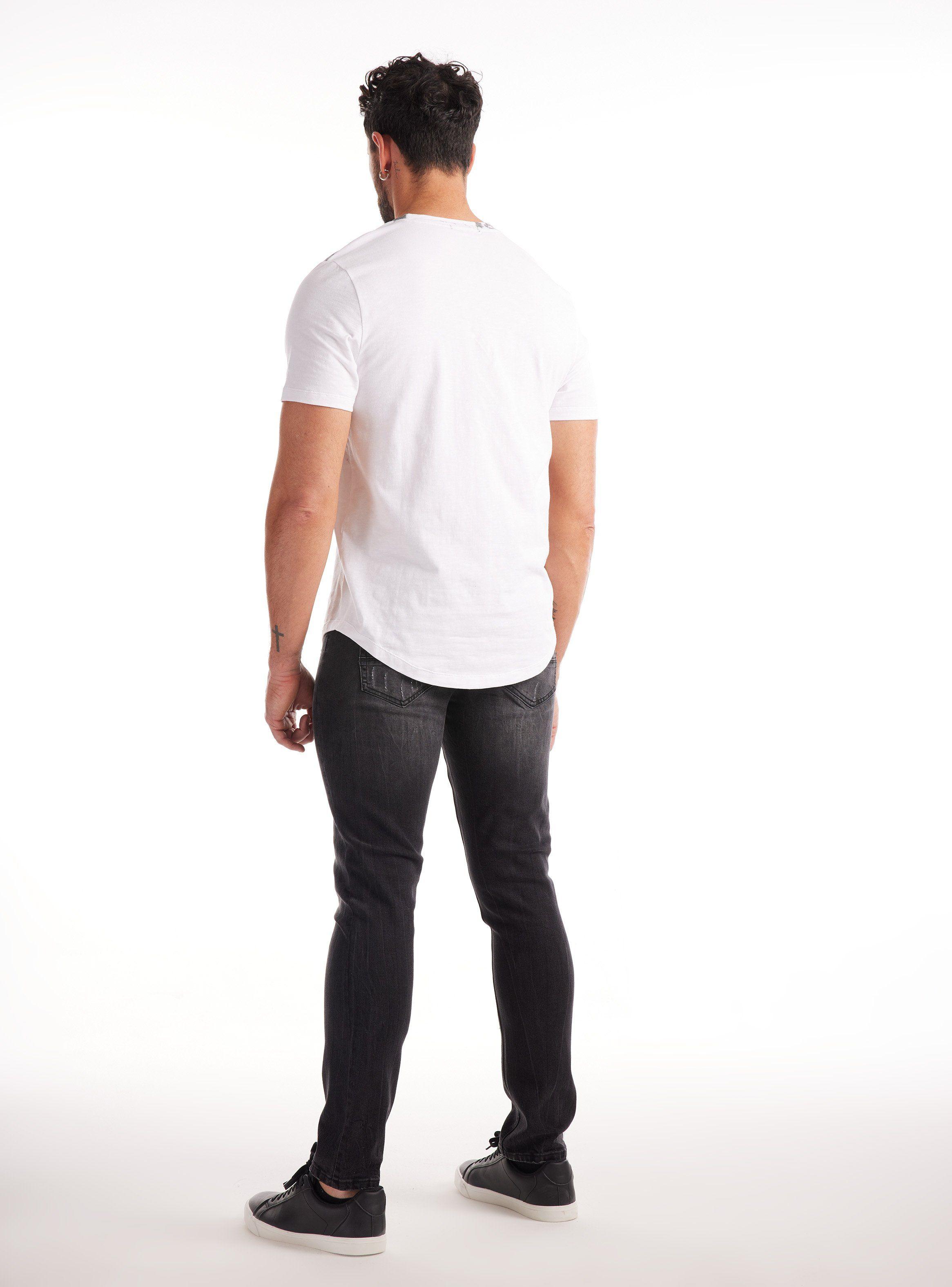 Jeans negro, desgastado y crackelado, roturas con costura-5